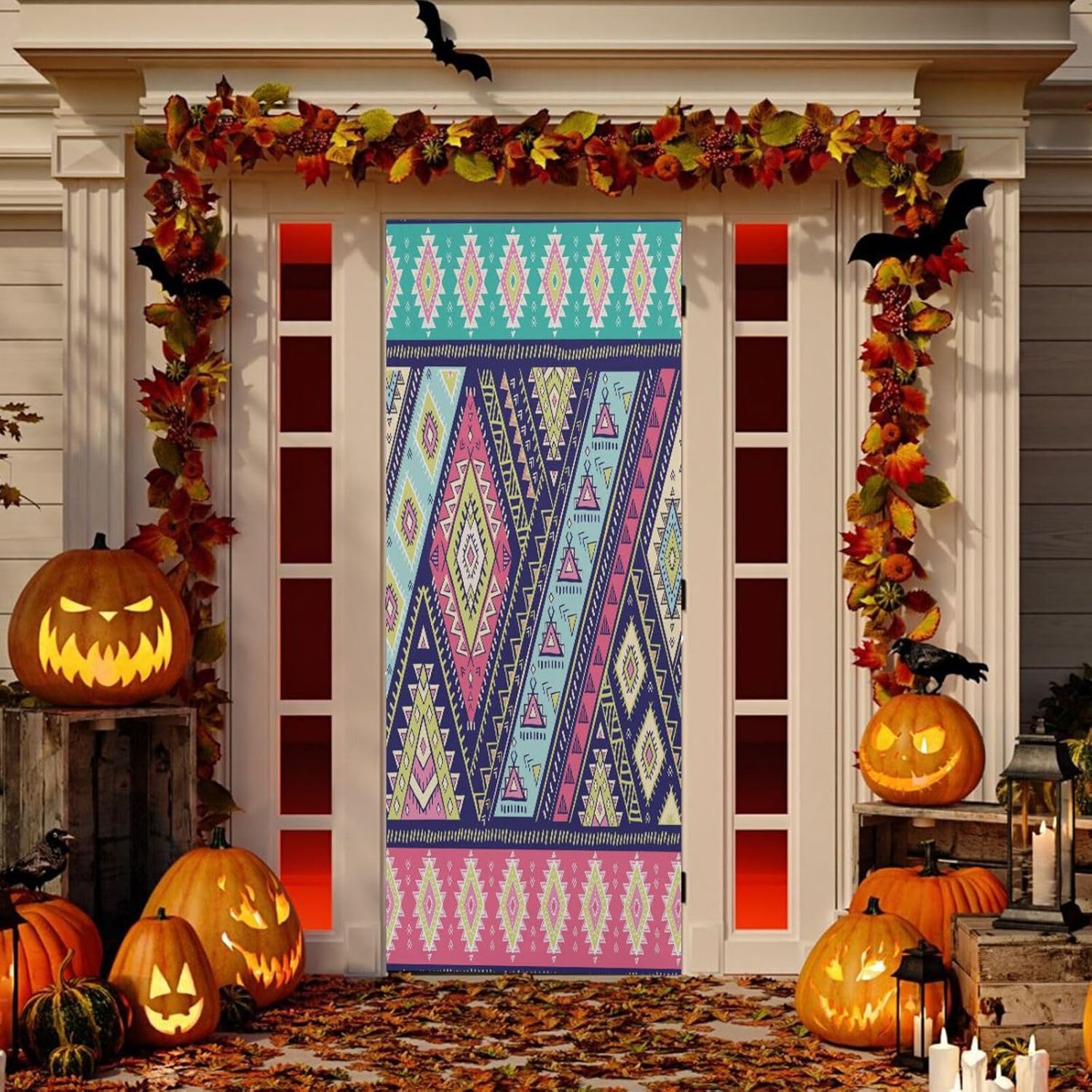 Susiyo Indian Paisley Halloween Door Cover 32x79 in