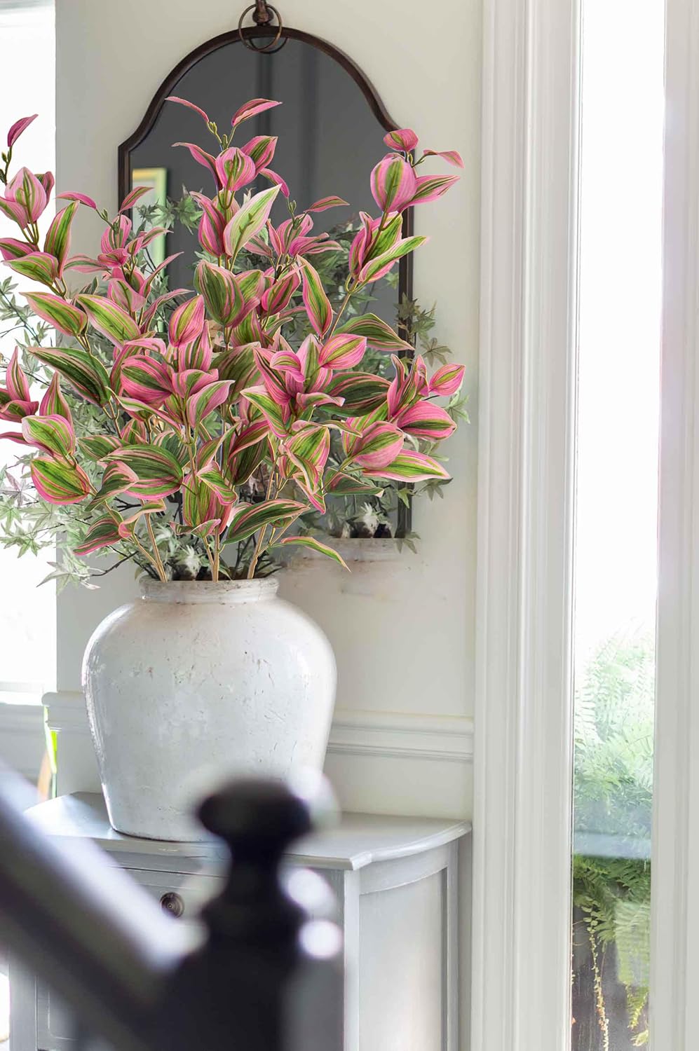 3Pcs Artificial Pink Tradescantia Zebrina Greenery Stems for Vase and Home Decor