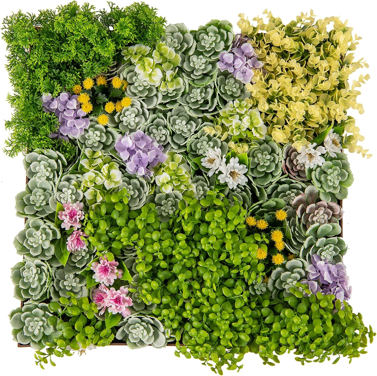 Giantex 2 Pack Hanging Artificial Plants Panels 20x20 Square Framed 3D Greenery Wall Art Decor