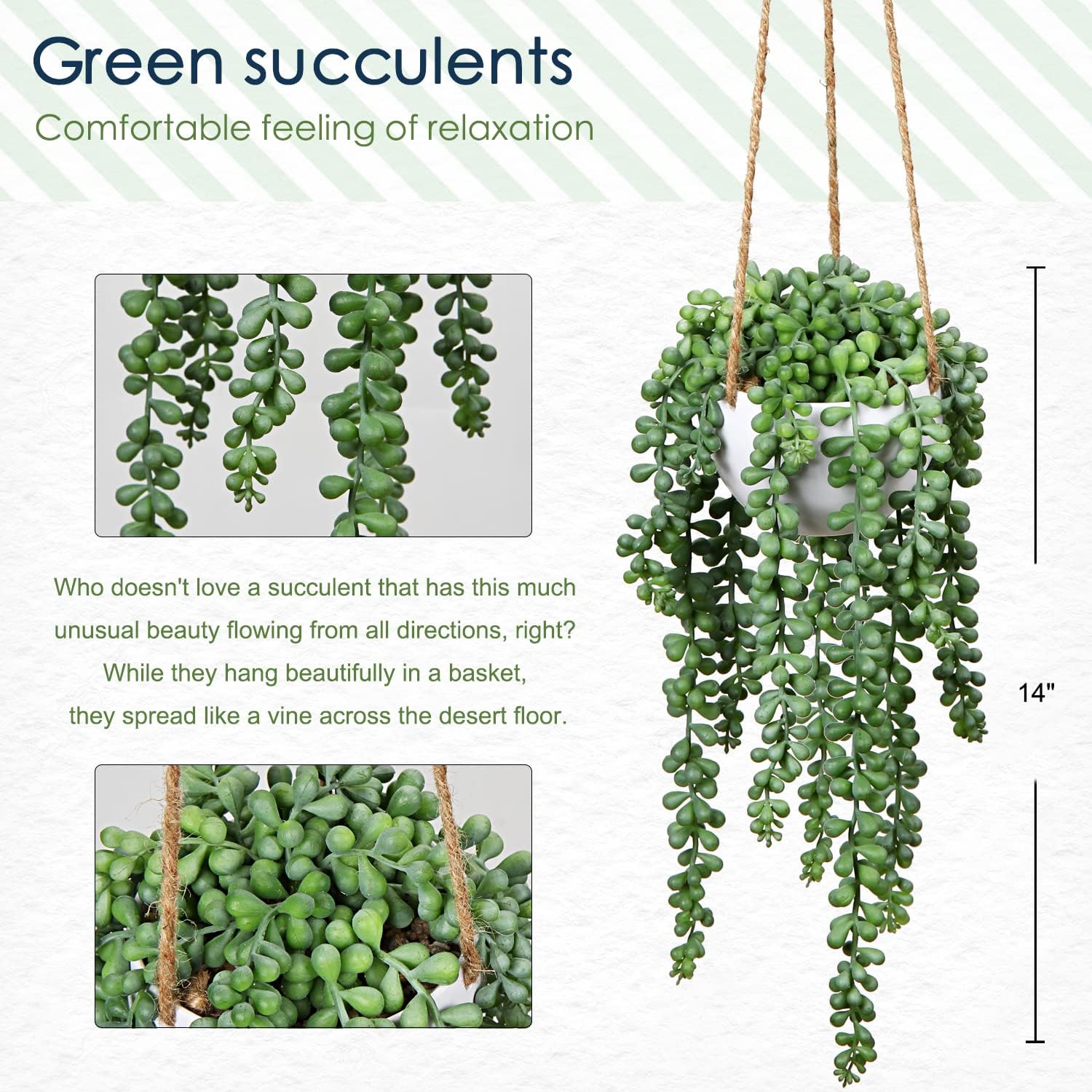 Artificial Succulents Hanging Fake String of Pearls for Home Decor