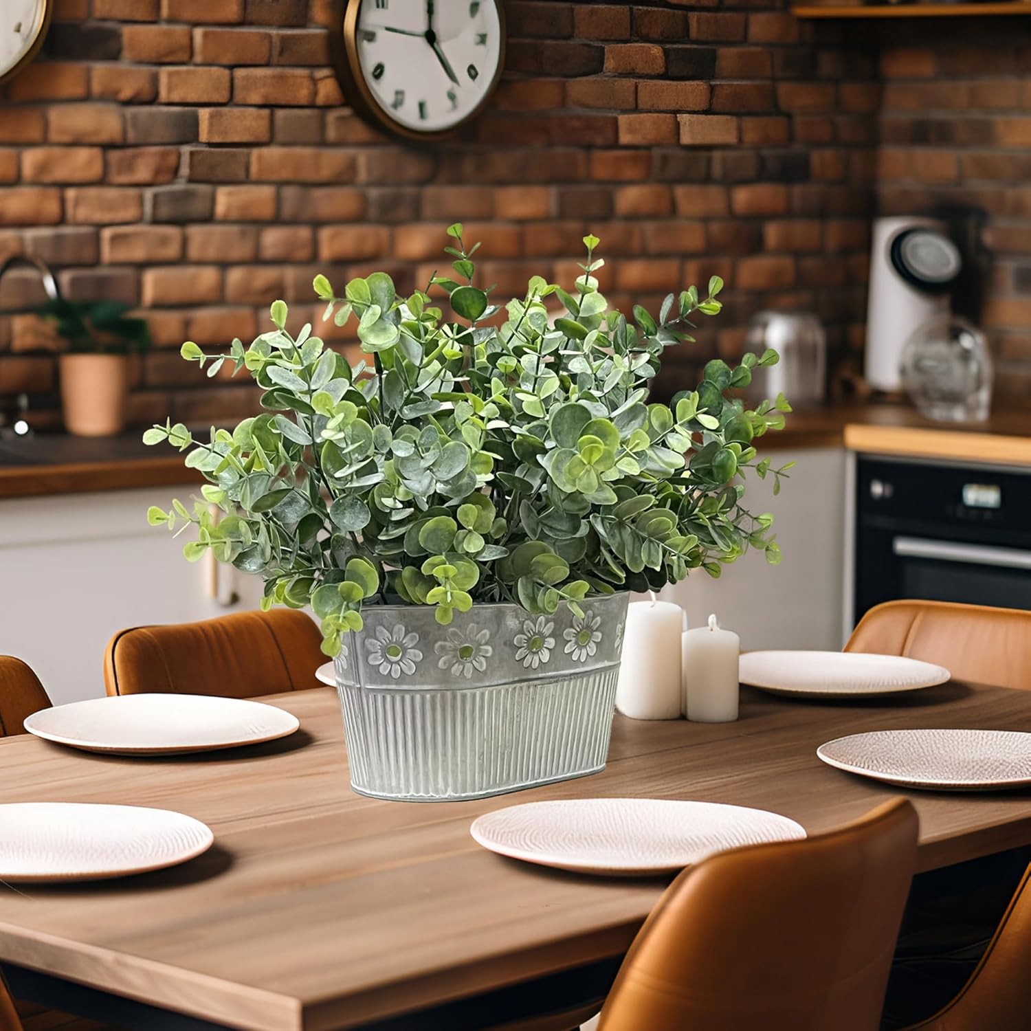 Rustic Artificial Eucalyptus Plants Table Centerpiece
