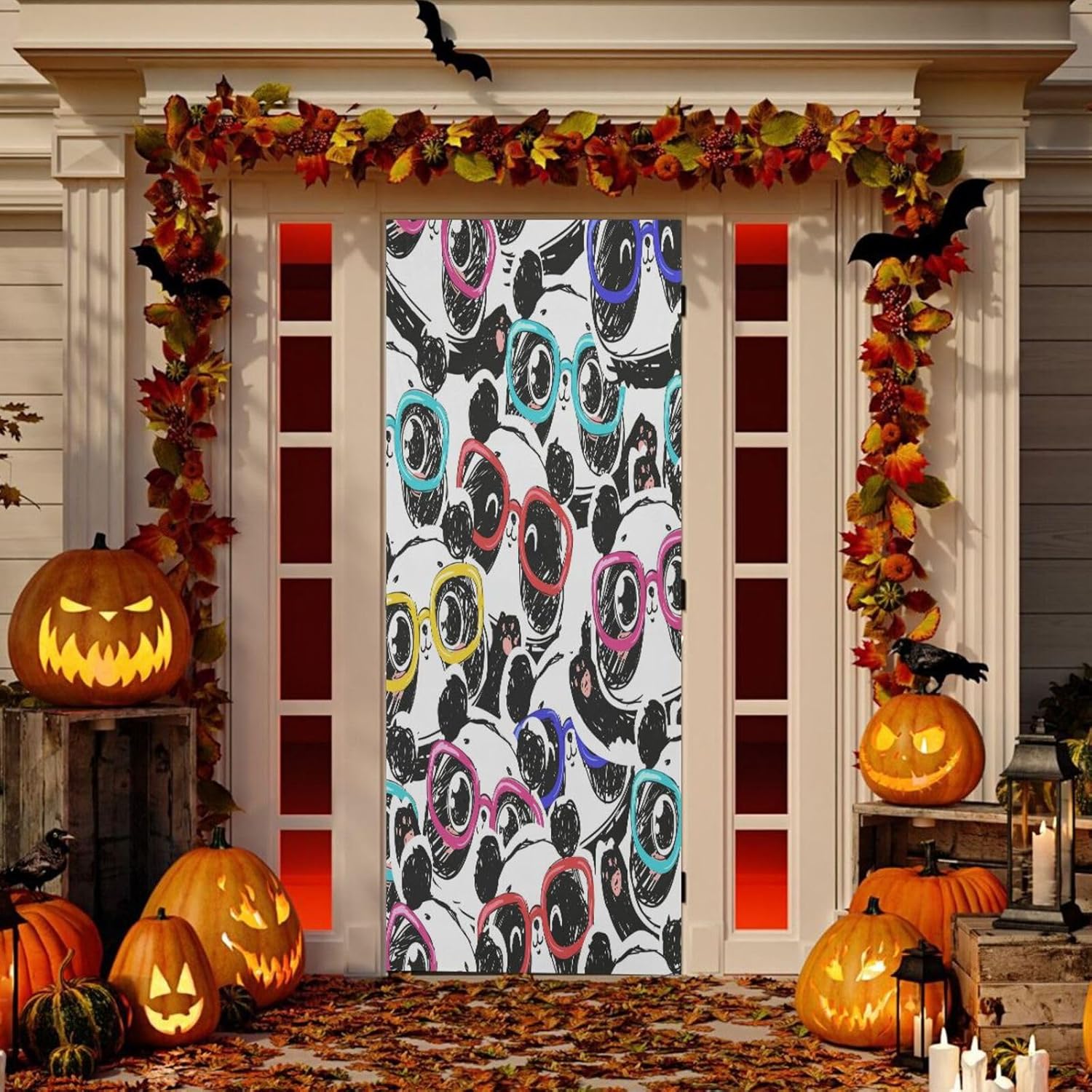 Susiyo Watercolor Cute Panda Halloween Door Cover