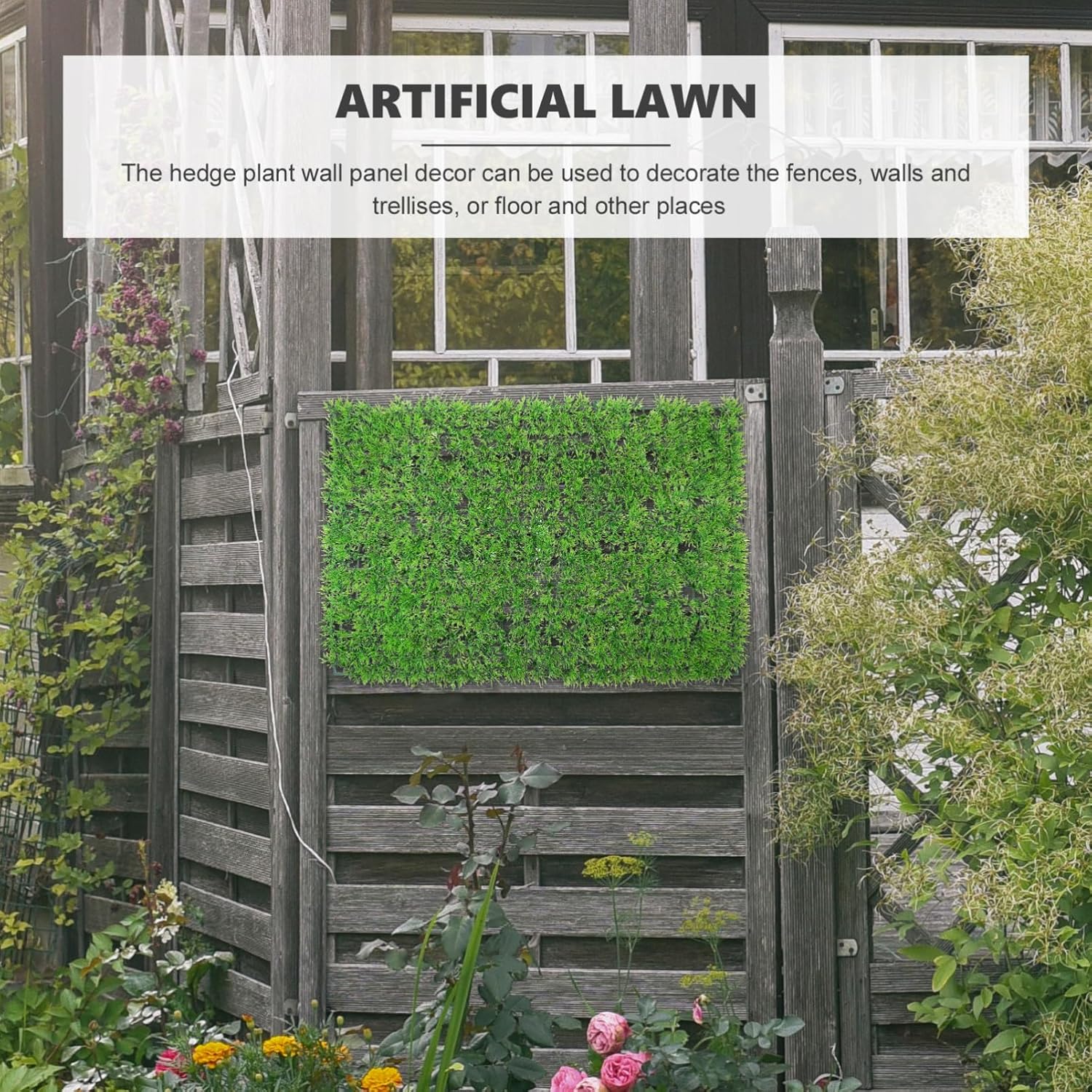 PRETYZOOM Artificial Hedge Plant Wall Panel Wedding Decor Home Decor No Water Needed