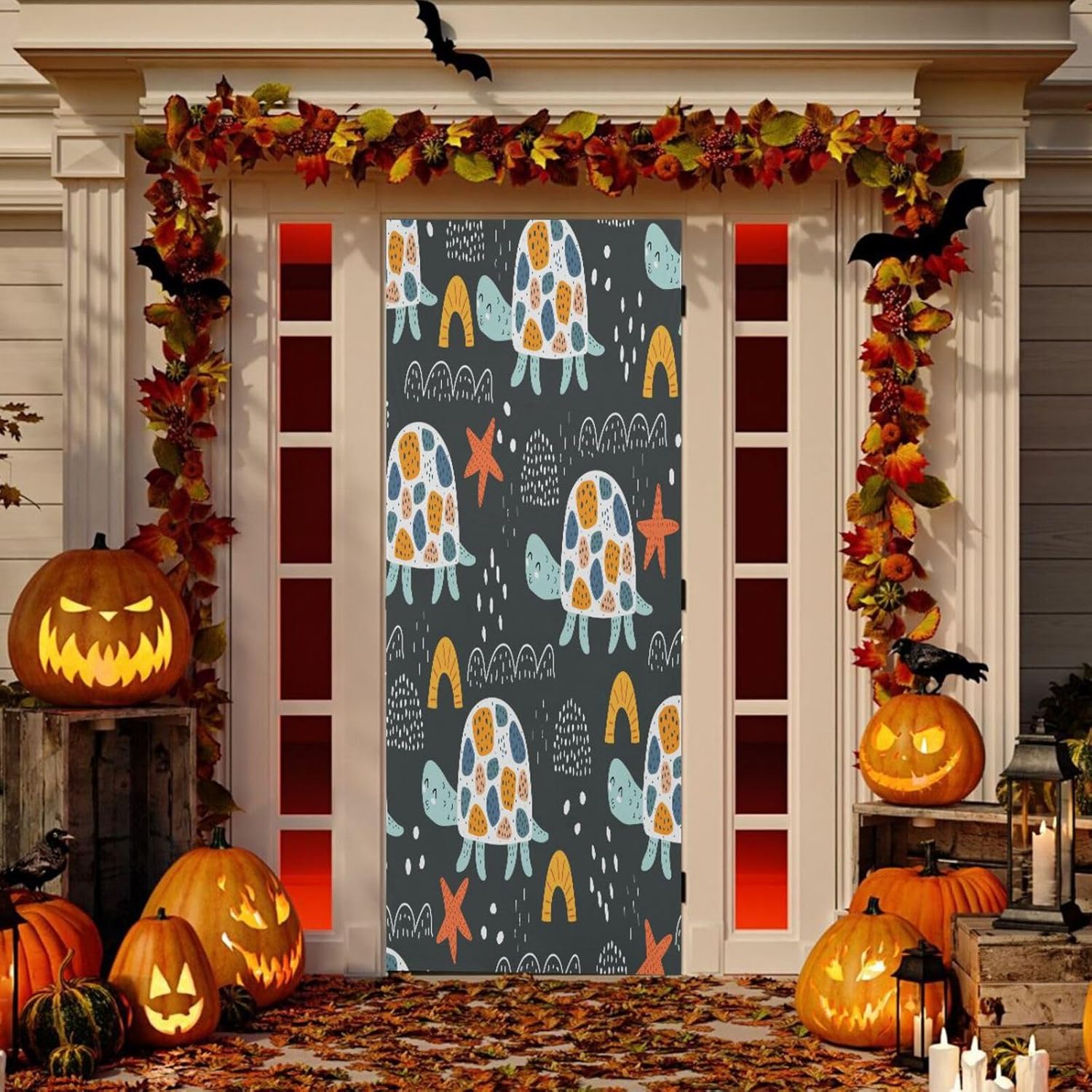 Susiyo Dark Cartoon Turtles Halloween Door Cover