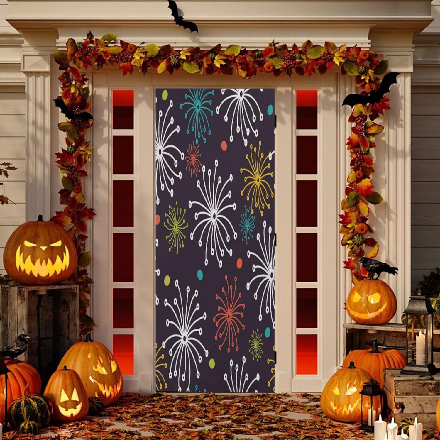 Susiyo Endless Floral Halloween Door Cover Stretch Fabric