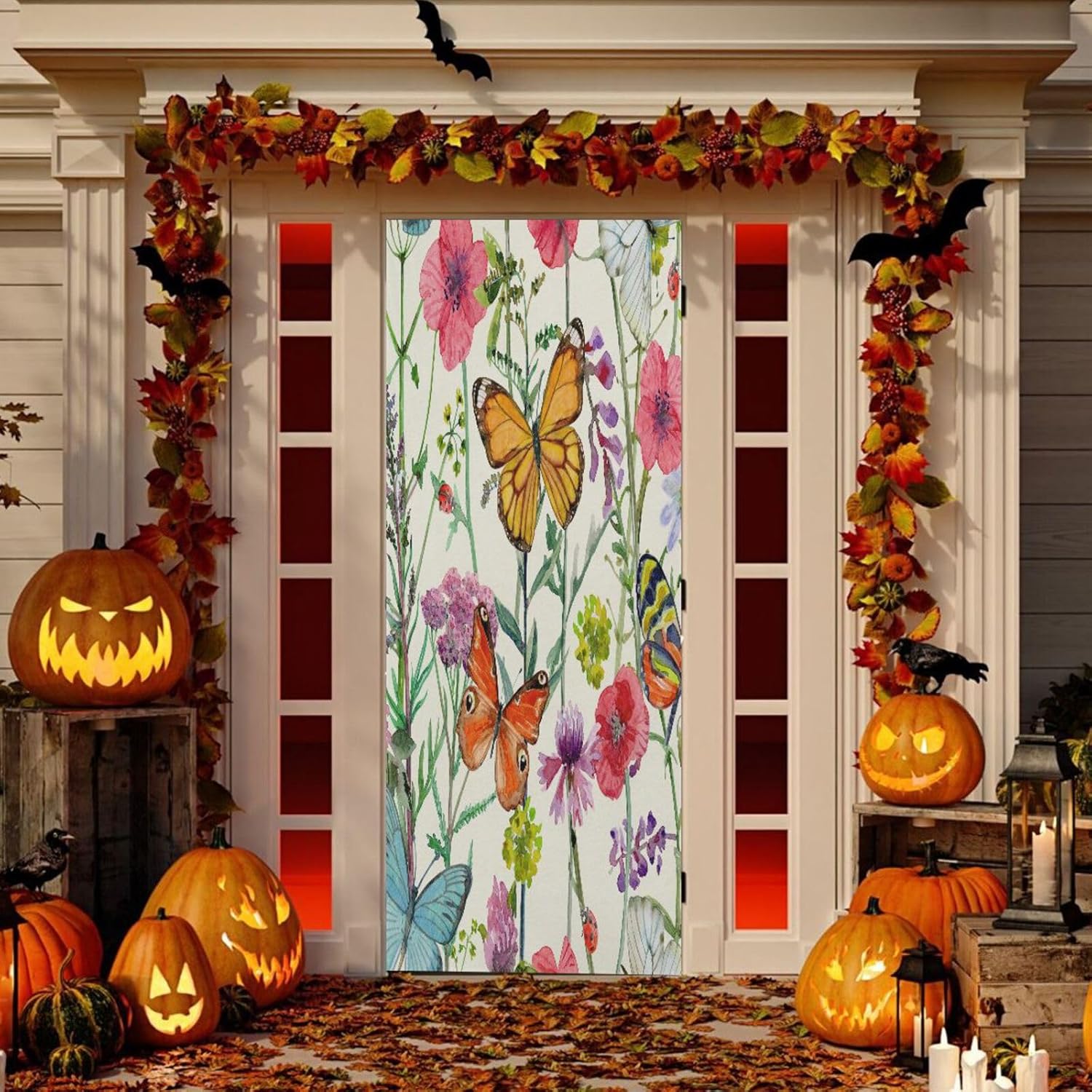 Susiyo Cute Butterflies Halloween Door Cover Stretch Fabric 32x79 In