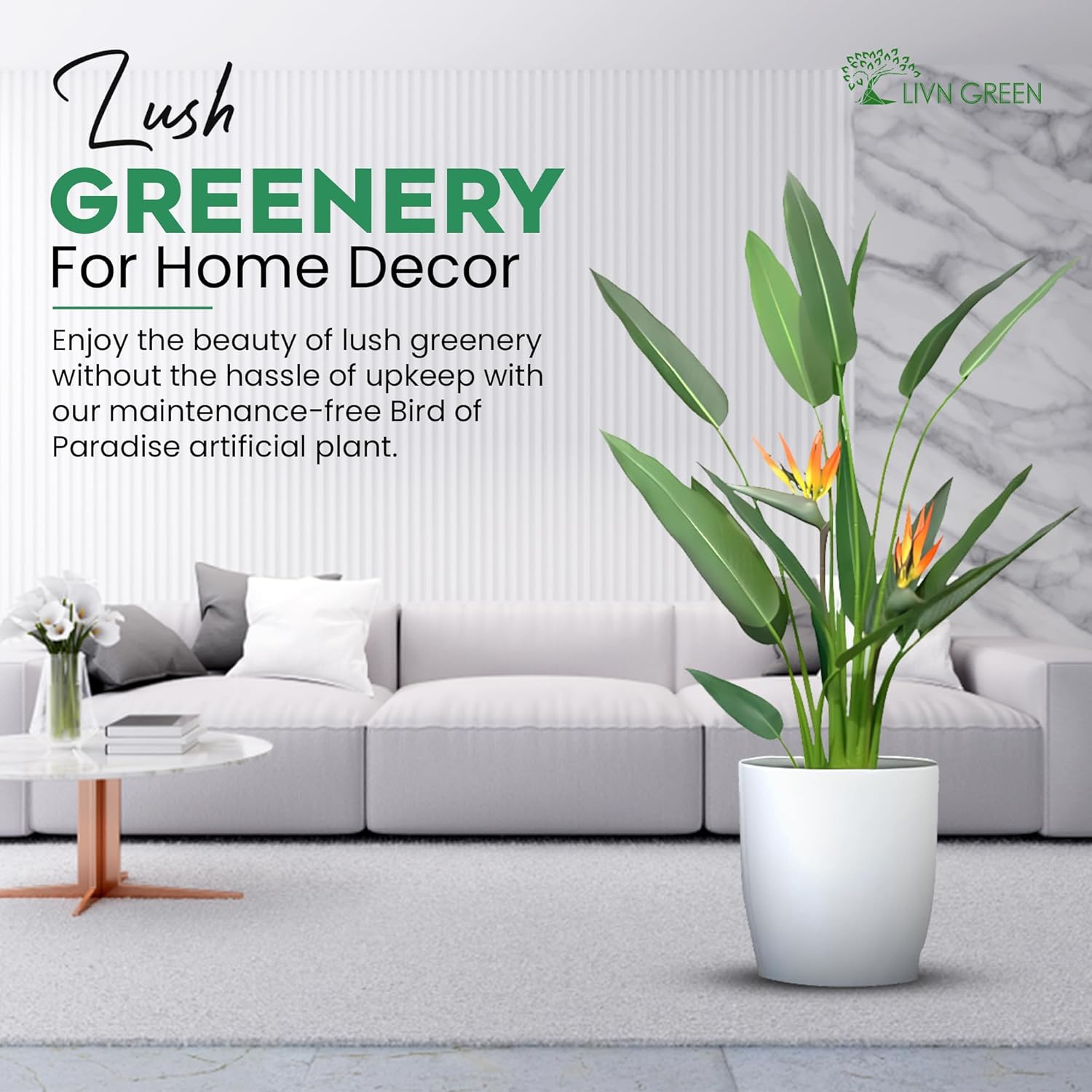 LIVN GREEN Bird of Paradise Artificial Plant 140cm