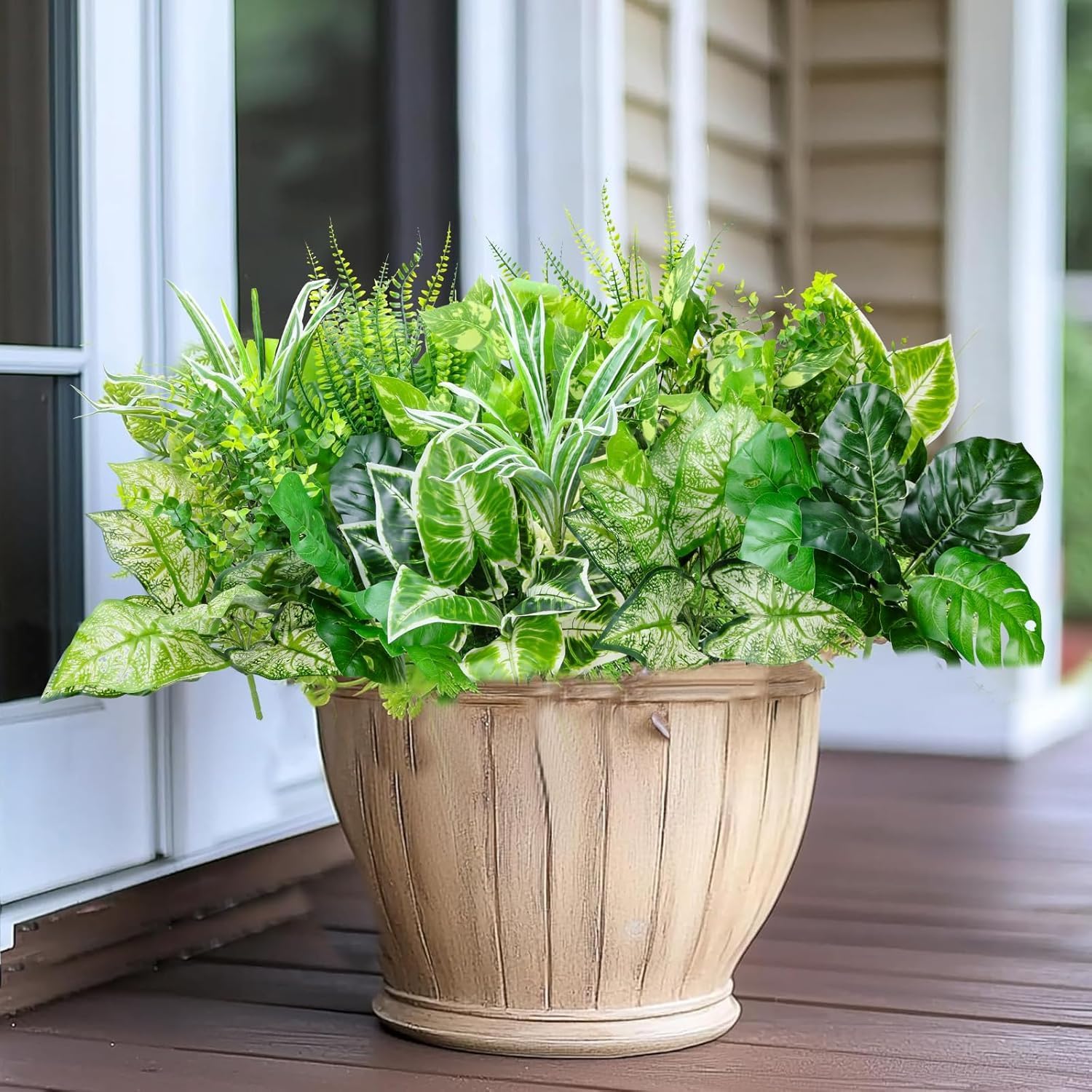 Ronyila Artificial Boxwood Plants 15Bundle UV Resistant Fake Eucalyptus Shrubs for Outdoor Decor