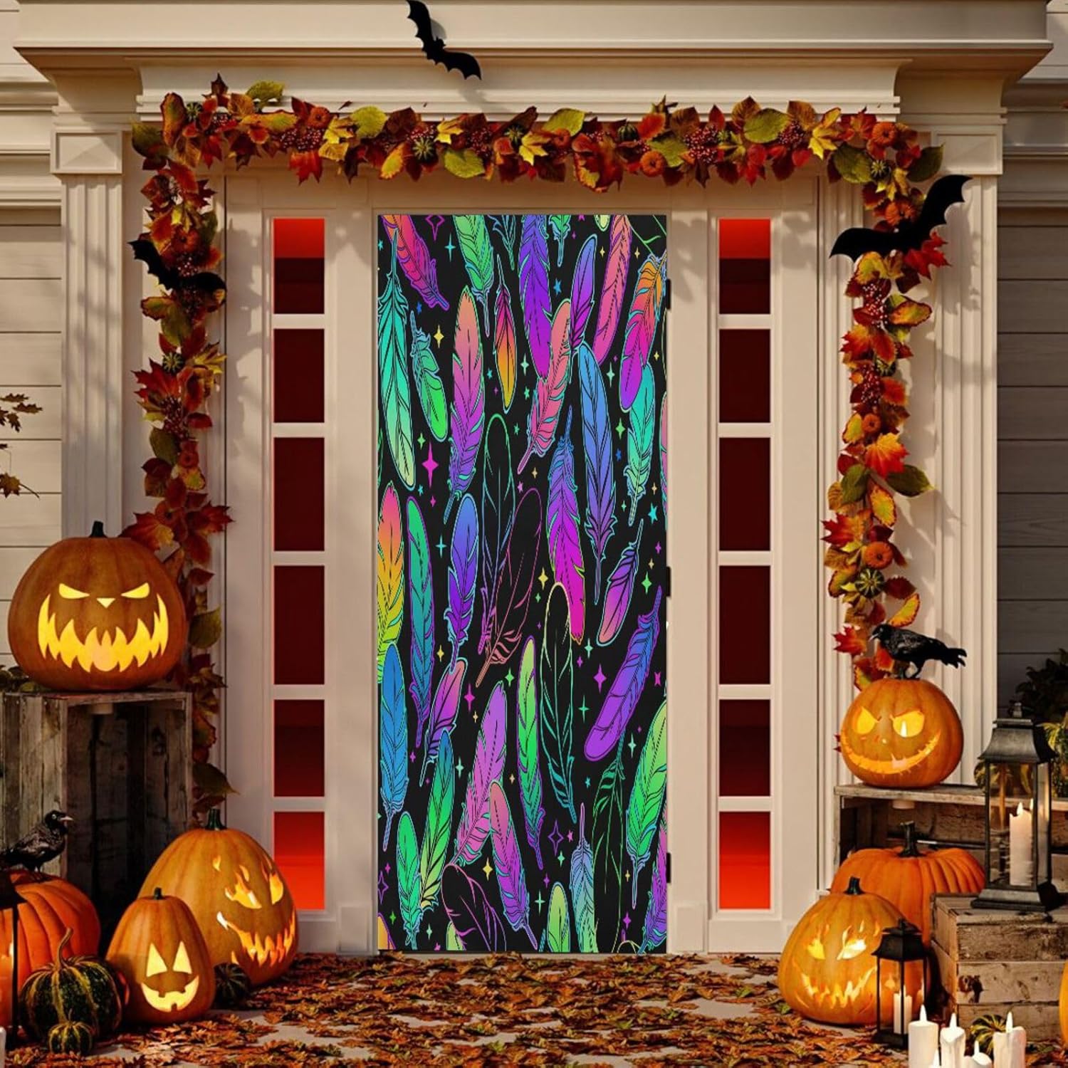 Susiyo Multicolored Bird Feather Halloween Door Cover