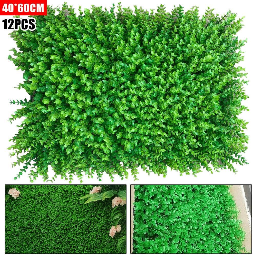 12pcs Green Wall Decor Panels with Lifelike Faux Grass