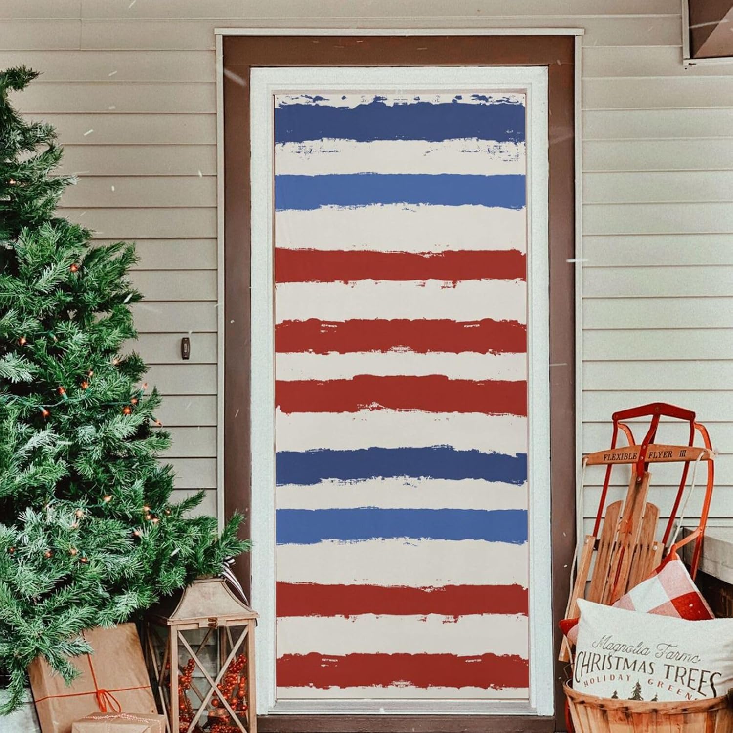 Susiyo Halloween Door Cover Red Blue Striped 32x79 In