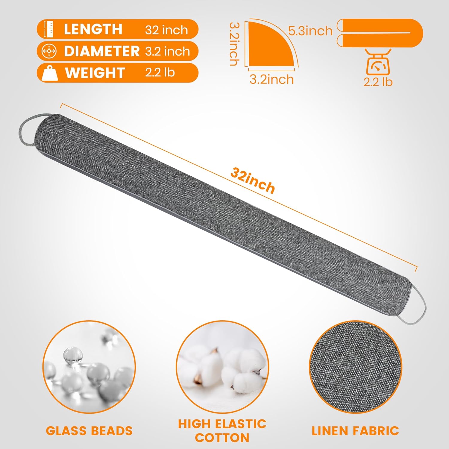 TORRAMI 32 Inch Heavy Draft Stopper Dark Gray