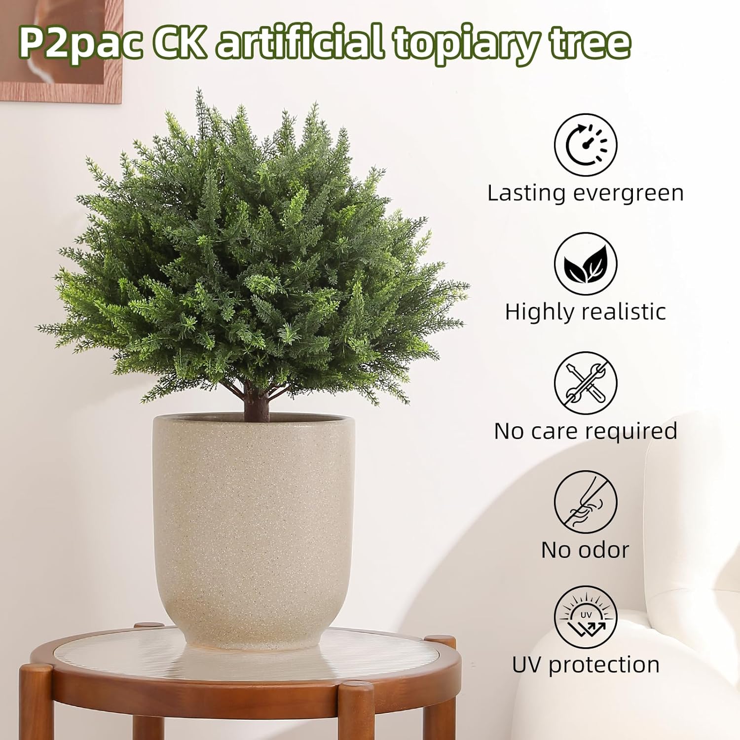 LUWENER 236 Inch Artificial Cedar Topiary 2 Pack