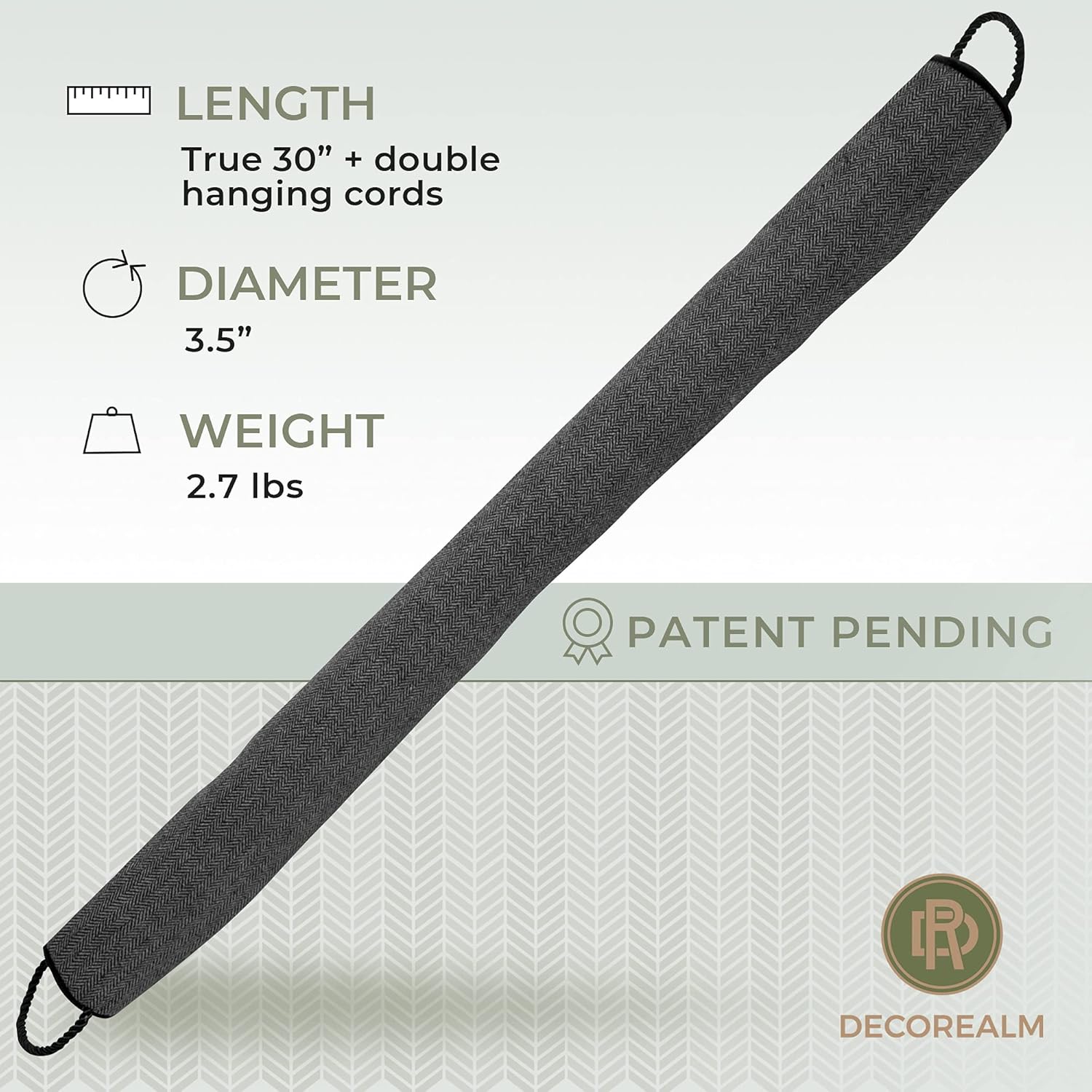Heavy Duty Draft Stopper for Doors and Windows 30 Inches Black