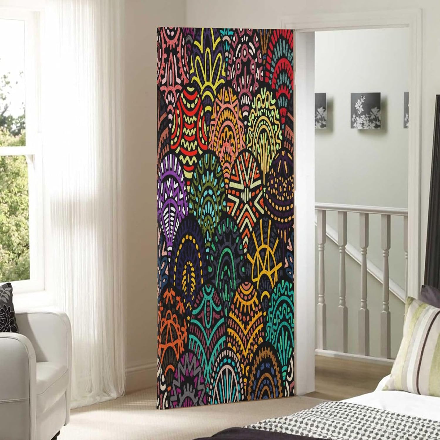 Susiyo Christmas Door Cover with Tribal Motifs Stretch Fabric Decor