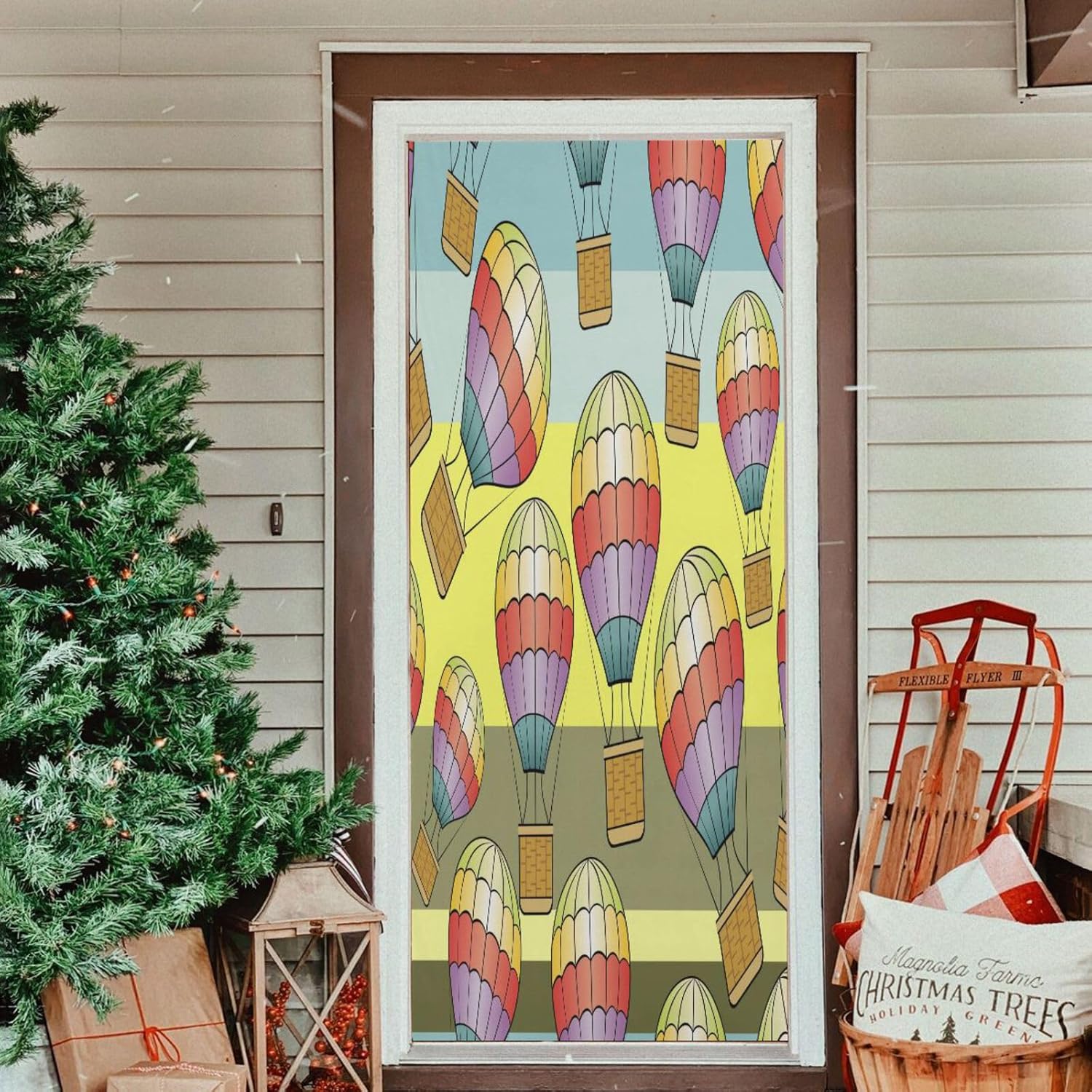 Susiyo Hot Air Balloons Halloween Door Cover 32x79 in
