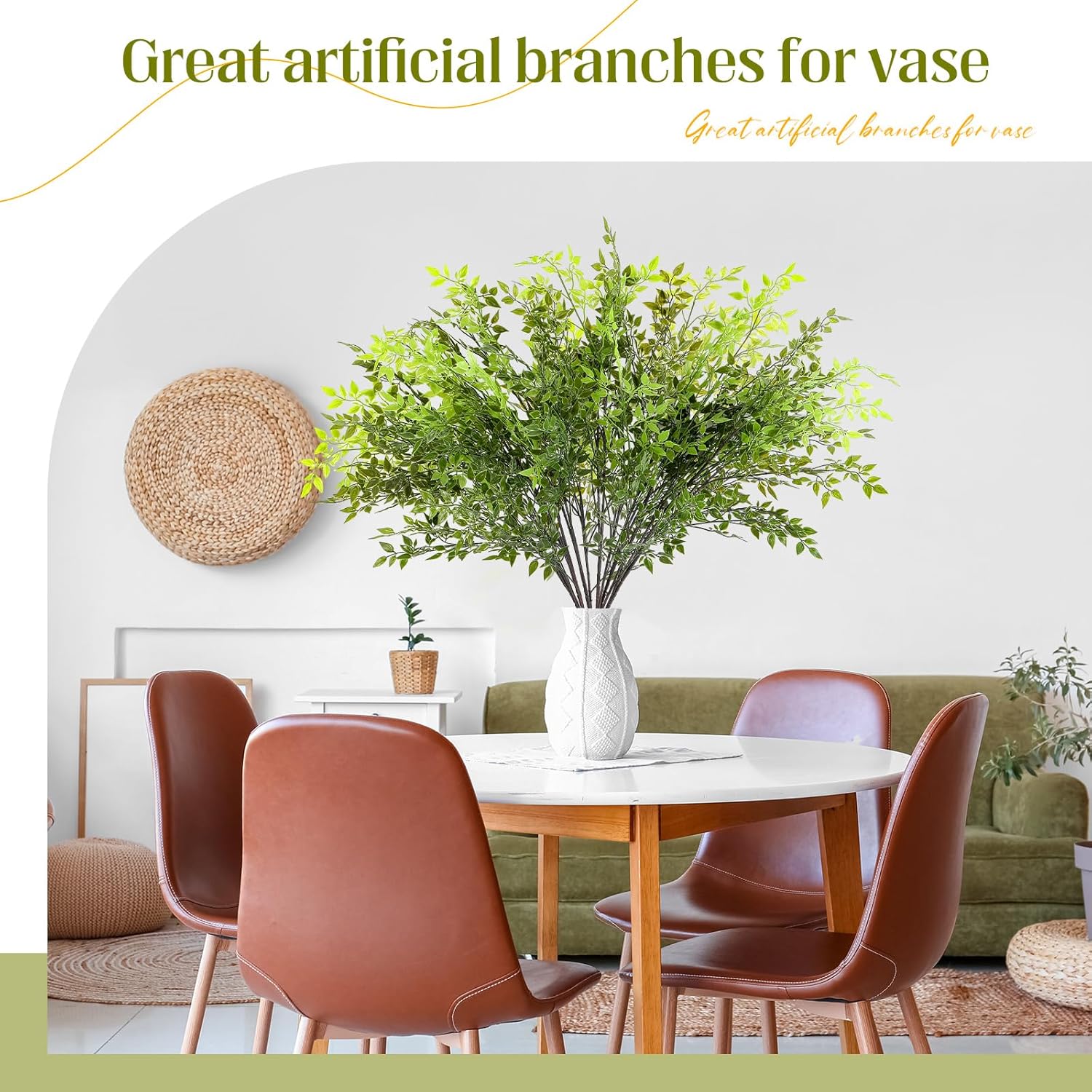 Giegxin 6 Pcs Artificial Nandina Branches for Home Decor