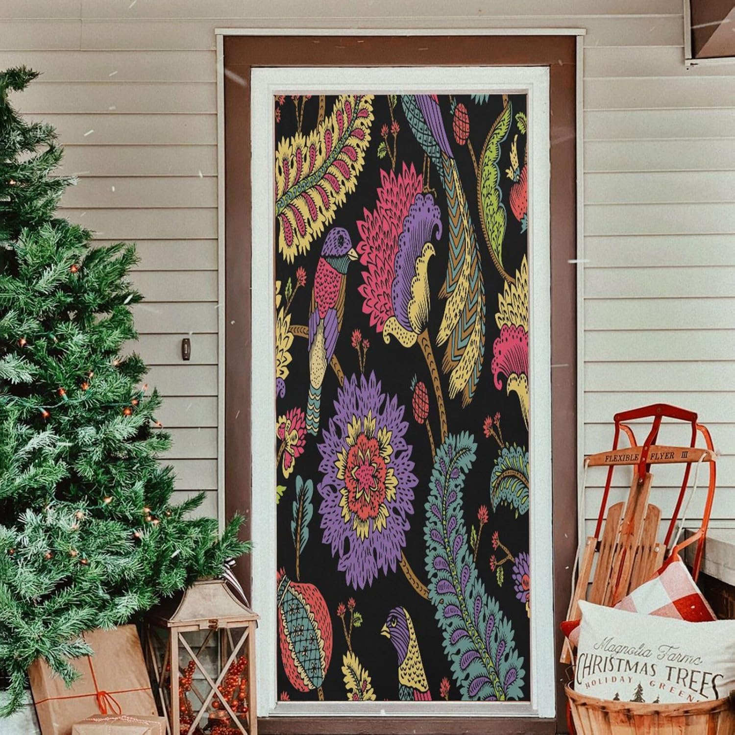 Susiyo Fantasy Flowers Christmas Door Cover Decoration 32x79 in
