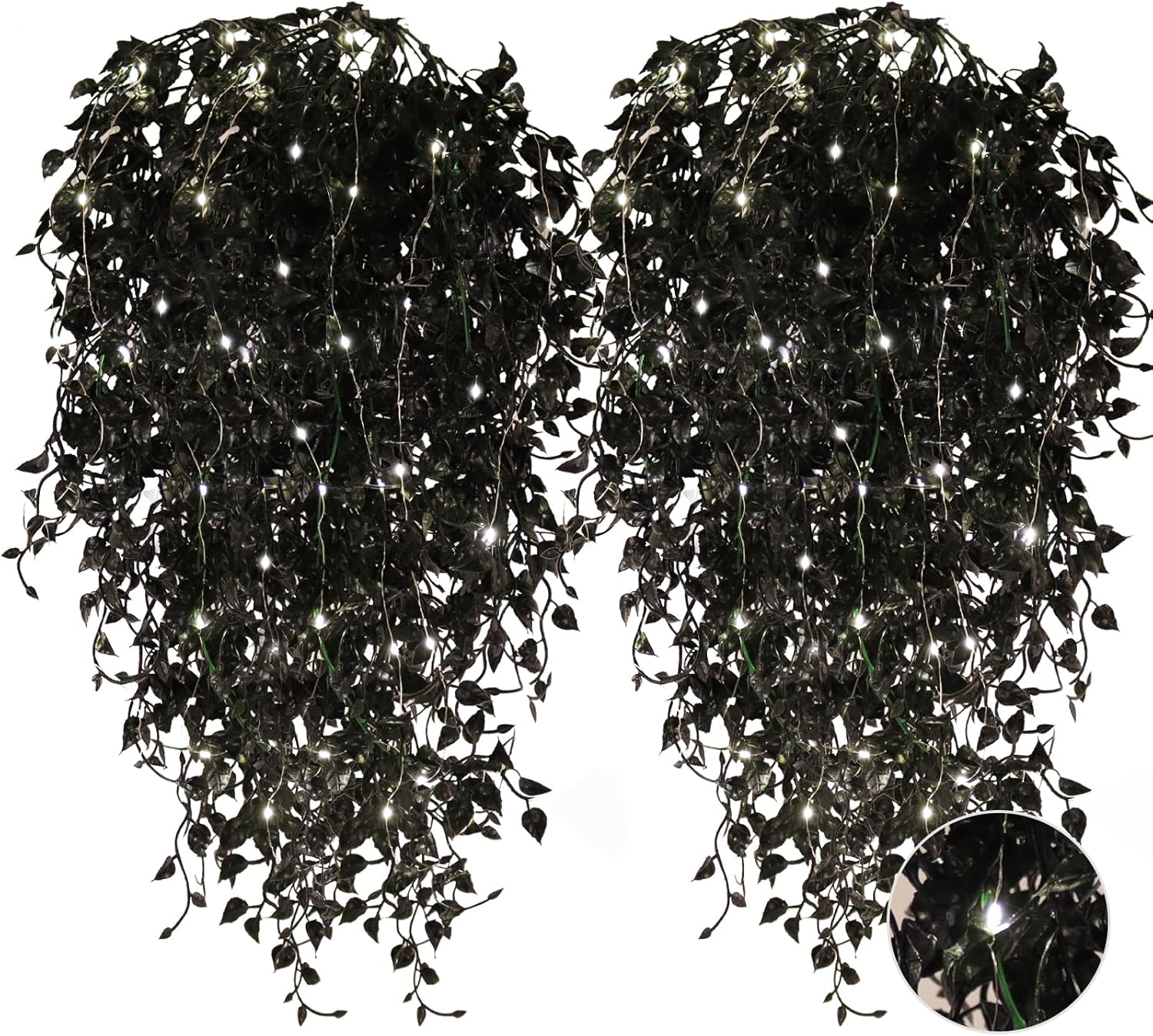 RECUTMS Artificial Hanging Plants with Lights 4Pcs Set