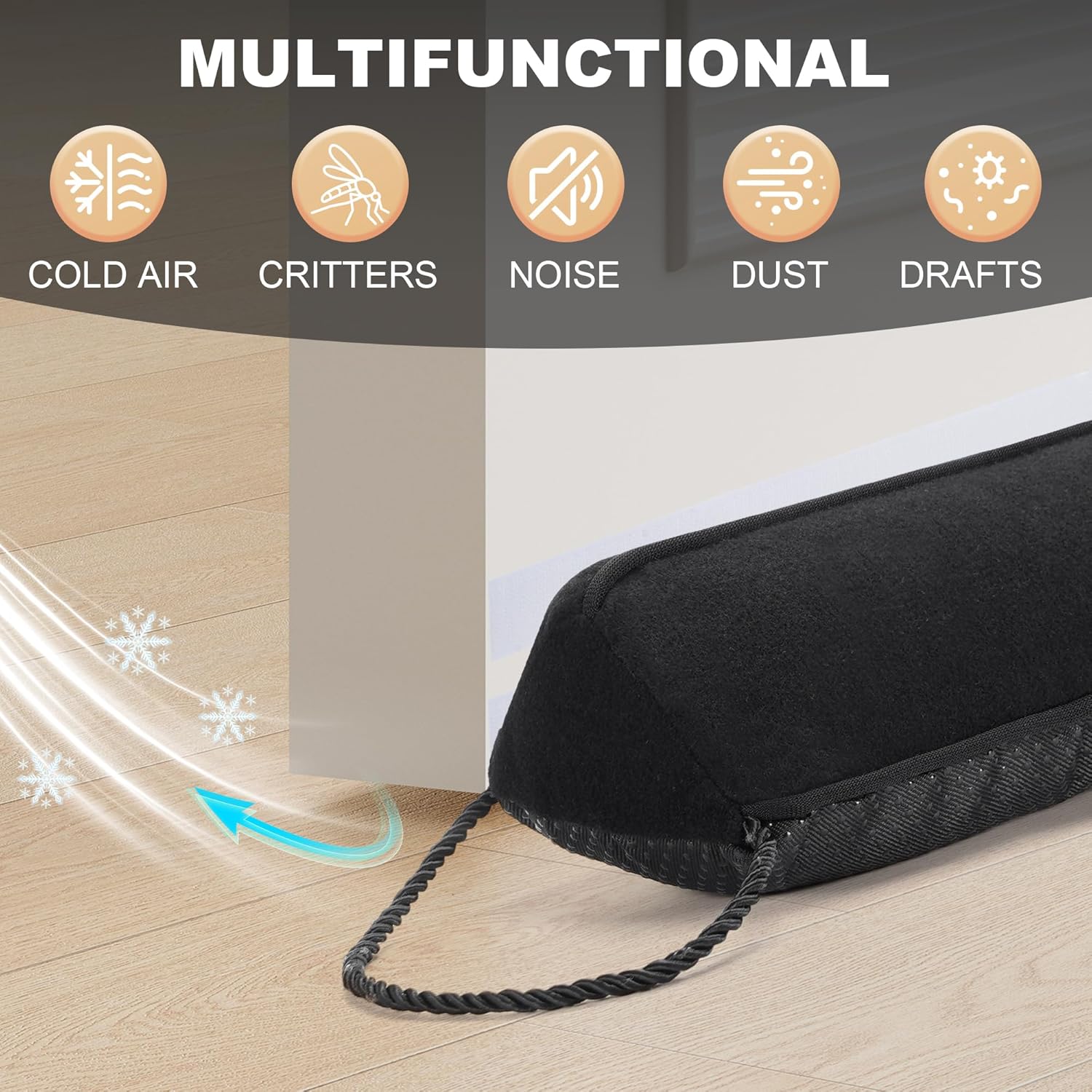 UUYUUY Door Draft Stopper Black 36 Triangular Gap Filler