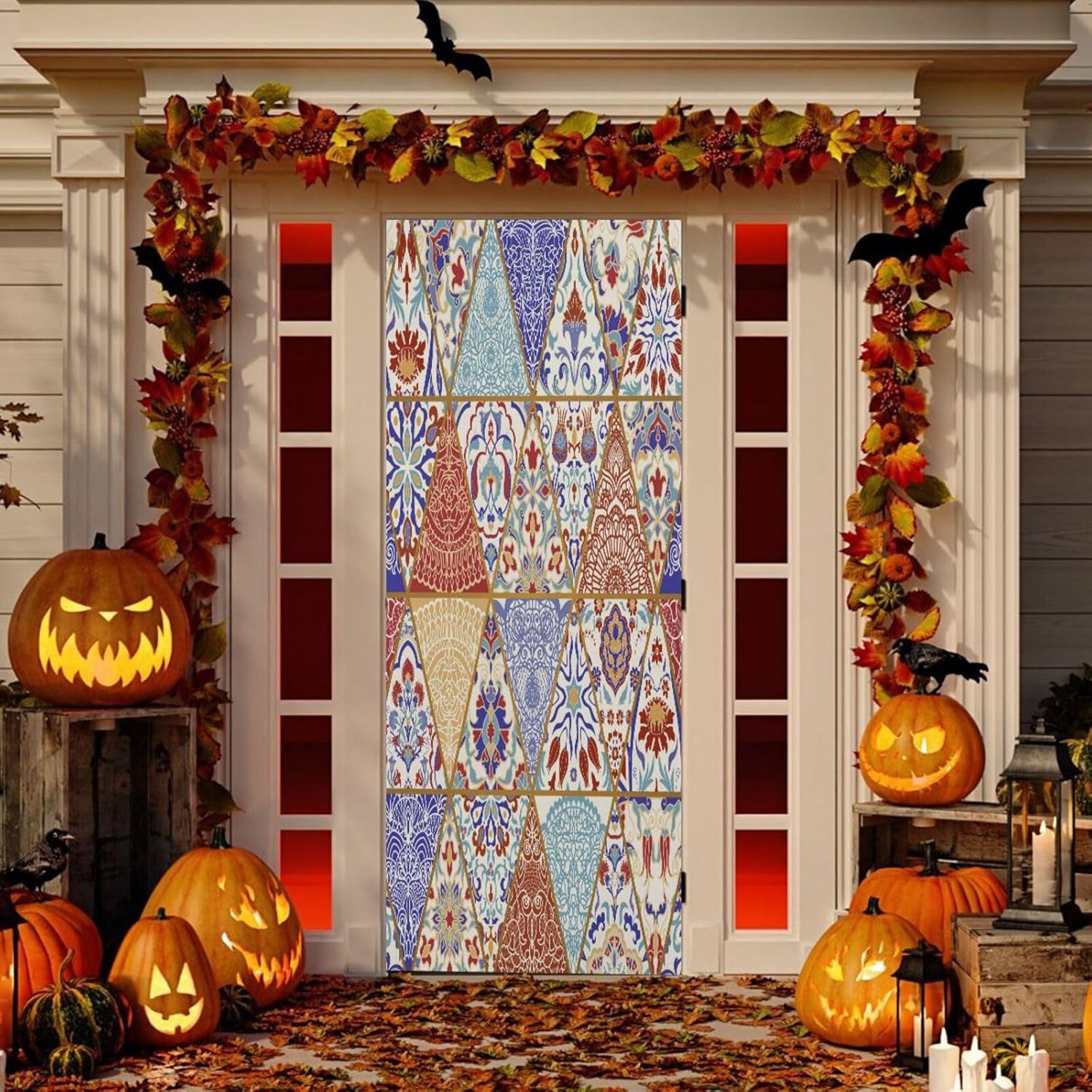 Susiyo Colorful Patchwork Halloween Door Cover