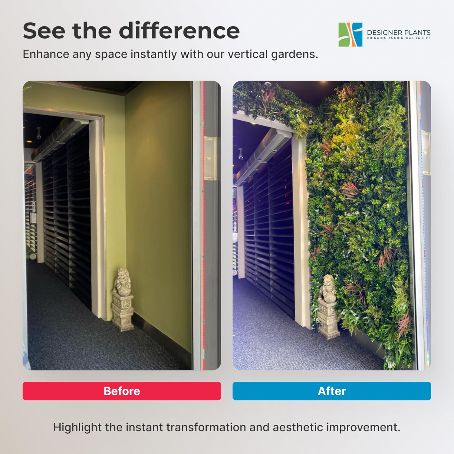Luxury Urban Greenery Artificial Wall Panels 40x40 Inches