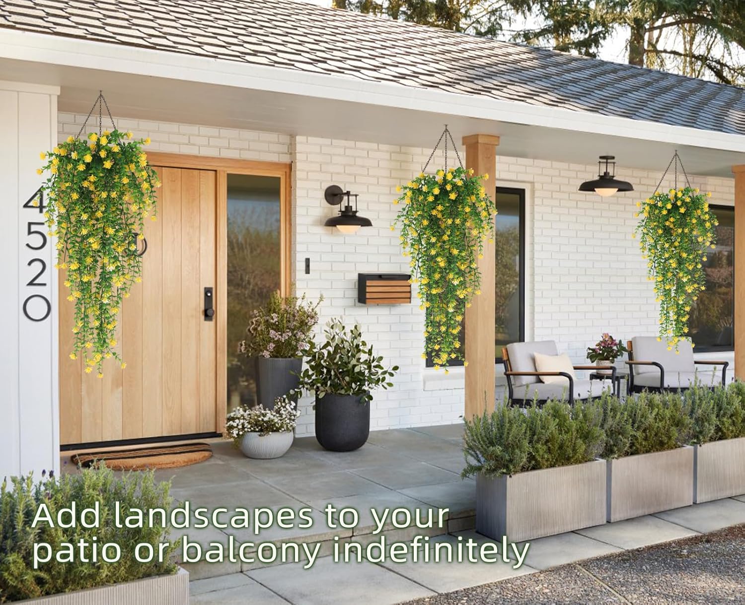 RECUTMS Yellow Hanging Fake Plants 3-Pack