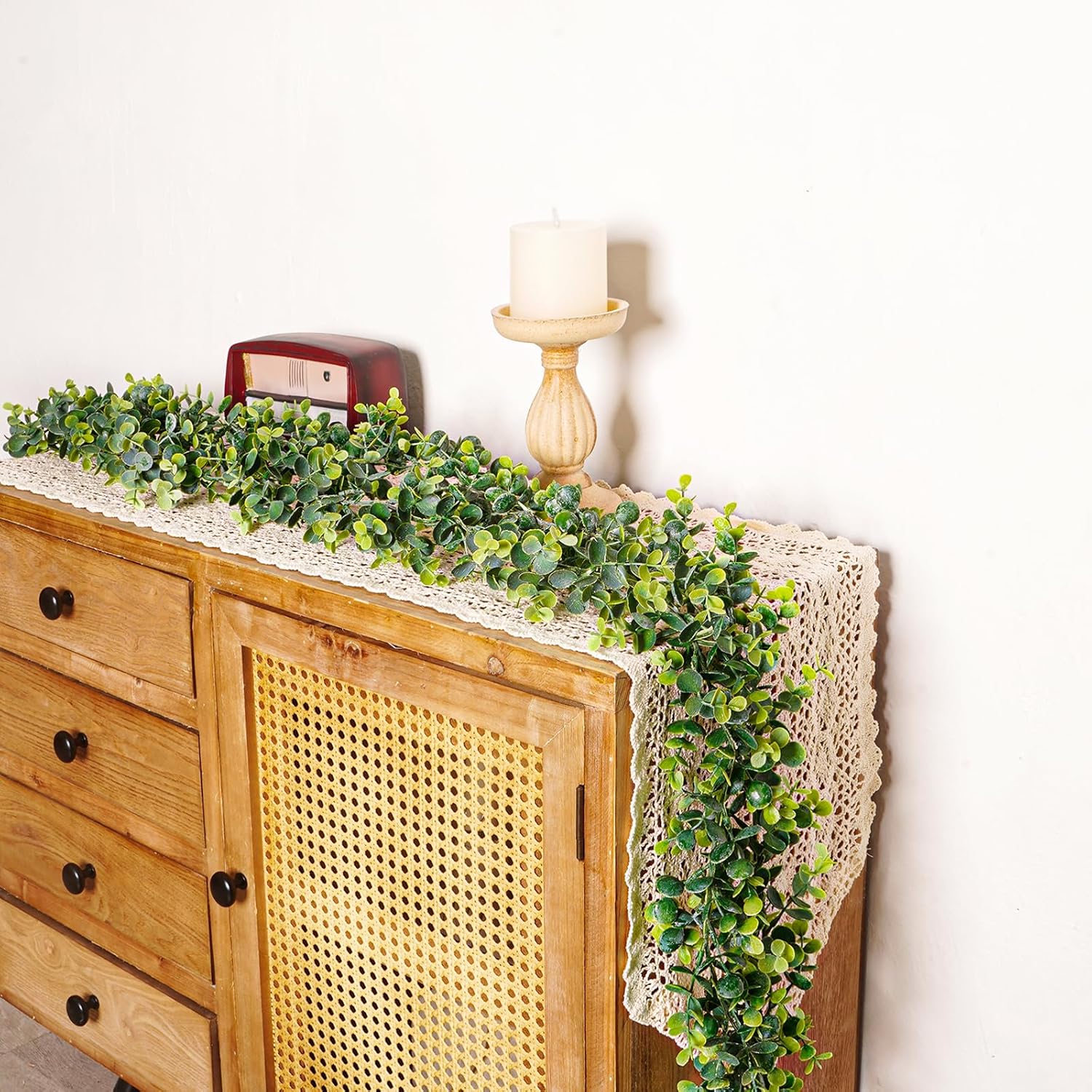 Uqueeten Vines Faux Eucalyptus Garland 59 FT 2 Pack for Wedding Backdrop and Wall Decor