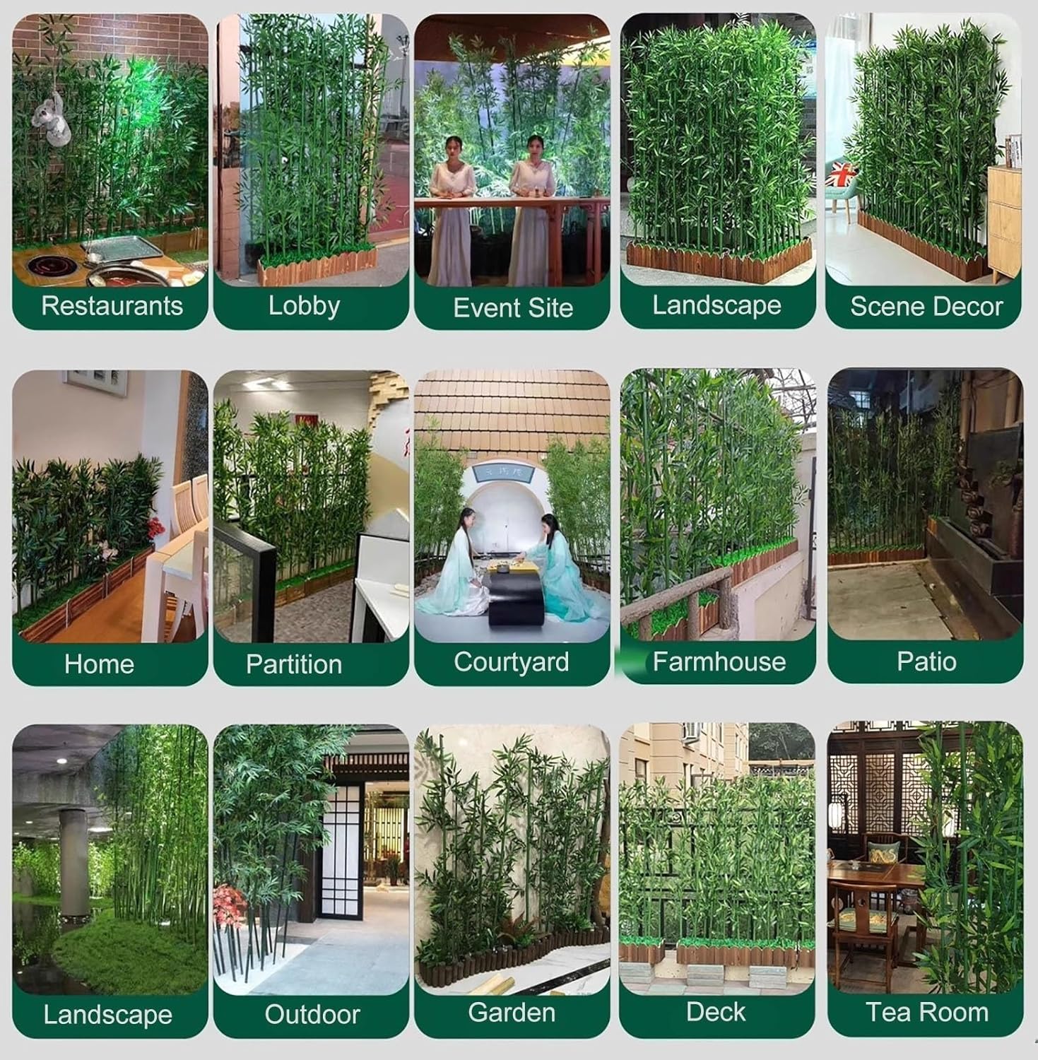 Faux Bamboo Plant Artificial Bamboo Indoor Outdoor Decor With Wood Base