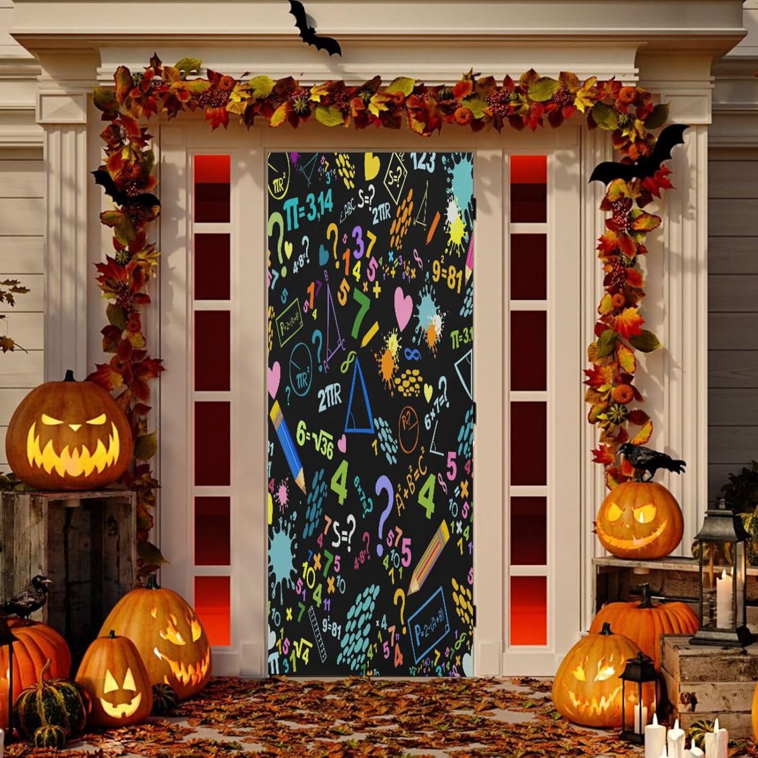 Susiyo Mathematics Concepts Halloween Door Cover Stretch Fabric 32x79 in