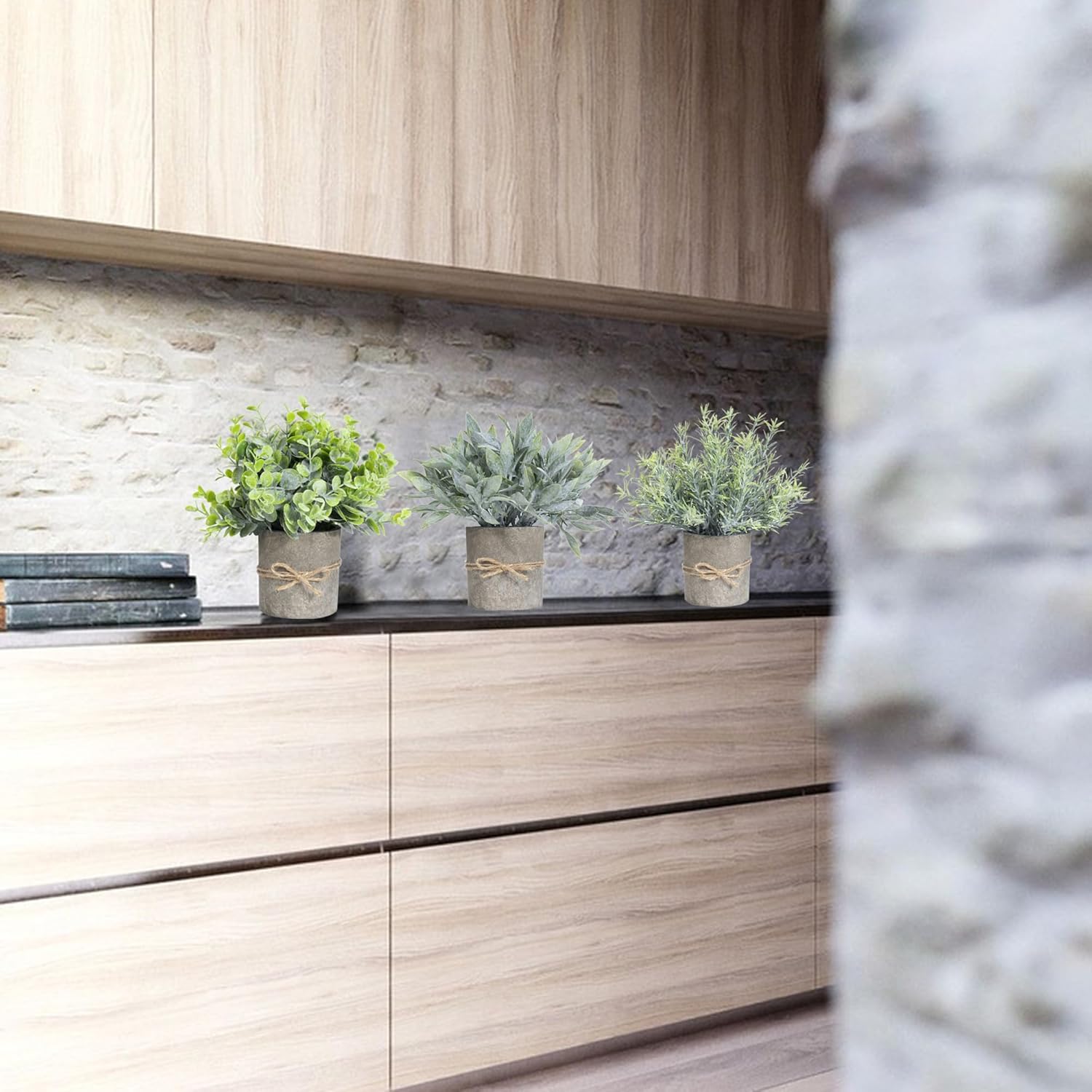 3 Pack Mini Artificial Eucalyptus Plants for Home Office Decor