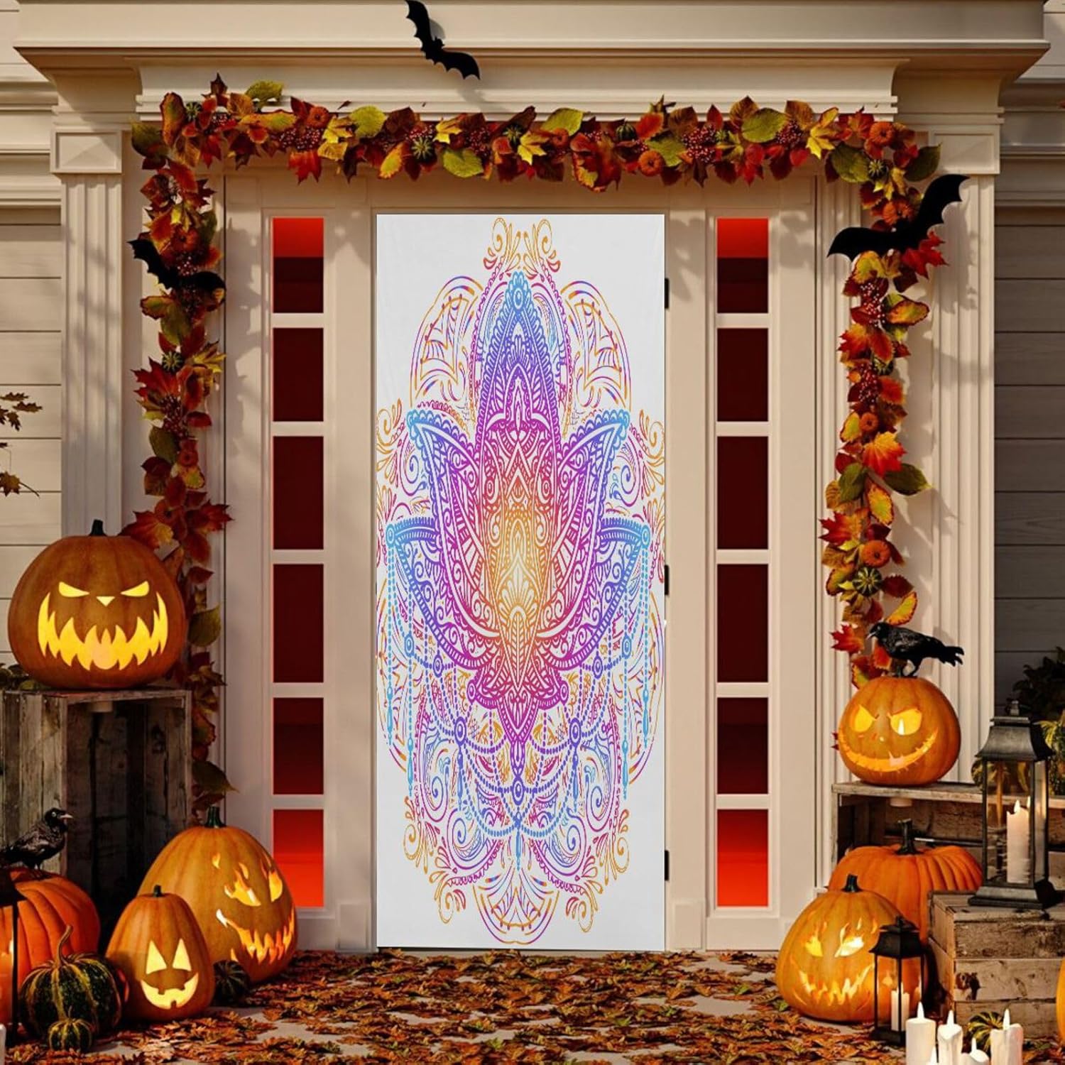 Susiyo Purple Lotus Halloween Door Cover 32x79 in