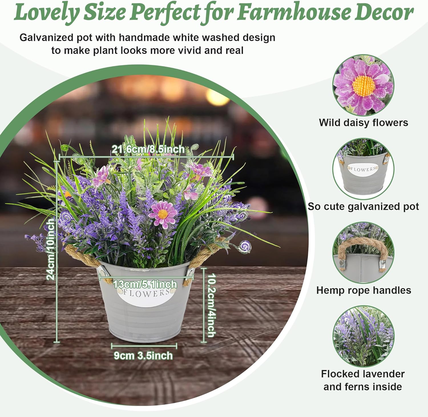 MIXROSE Artificial Lavender Plants in Pot 10 Tall for Farmhouse Decor