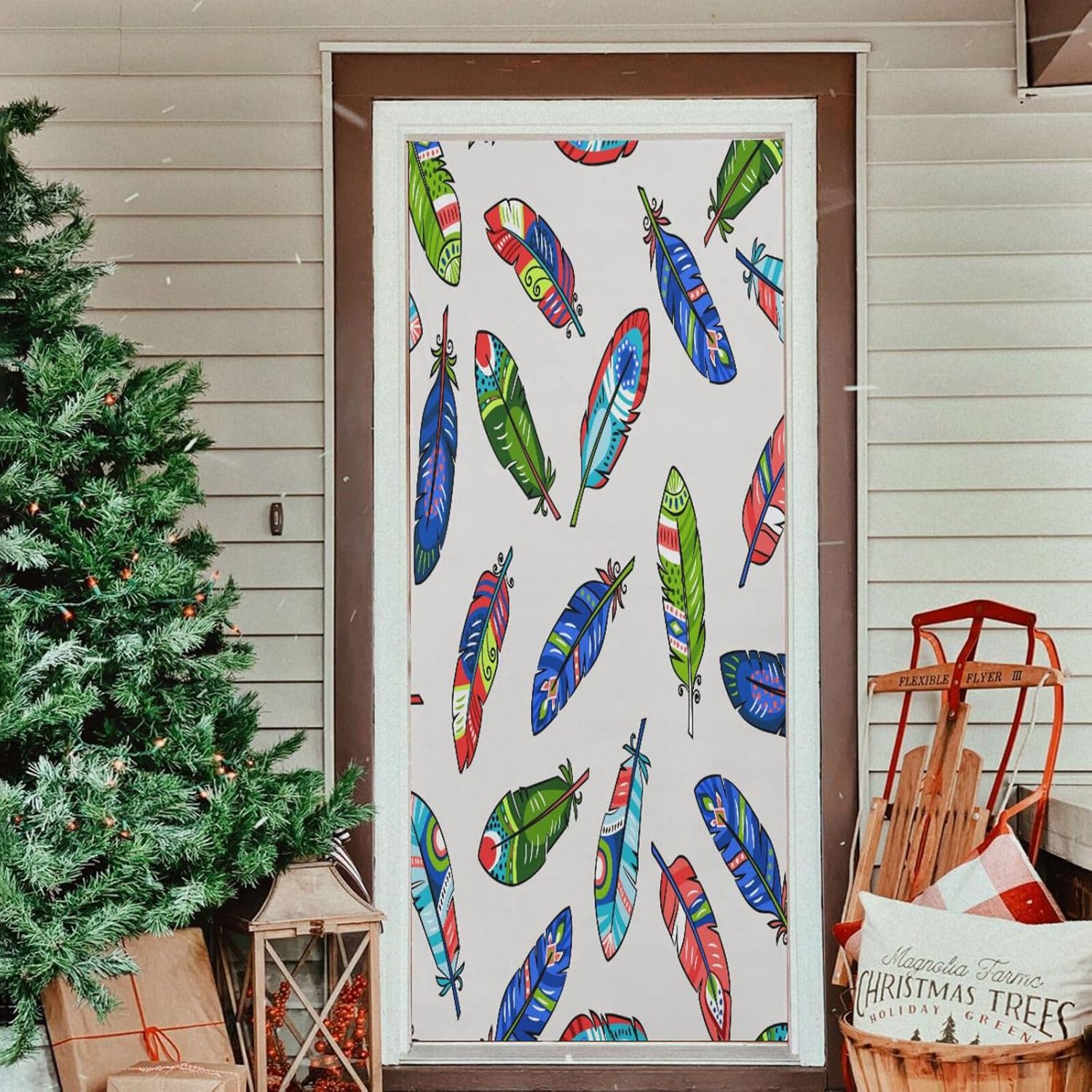 Susiyo Colored Feathers Halloween Door Cover