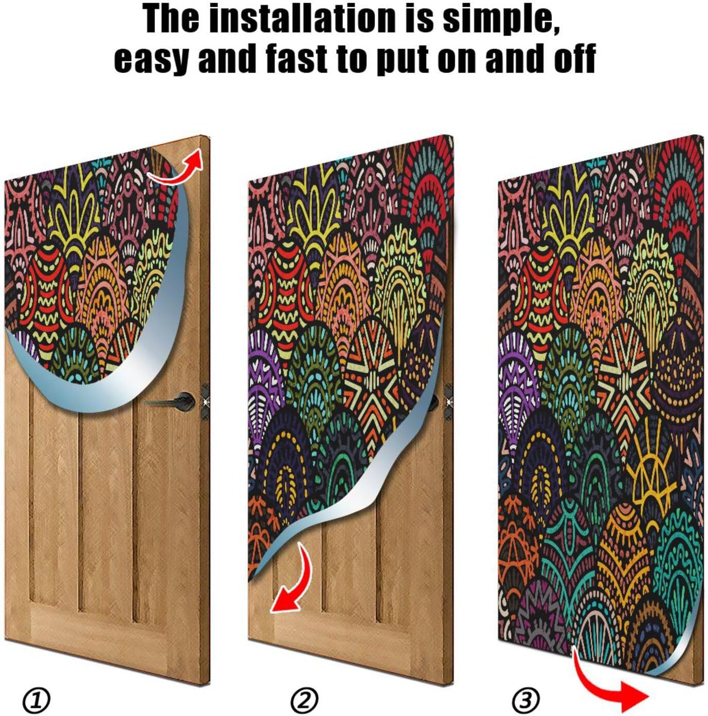 Susiyo Christmas Door Cover with Tribal Motifs Stretch Fabric Decor