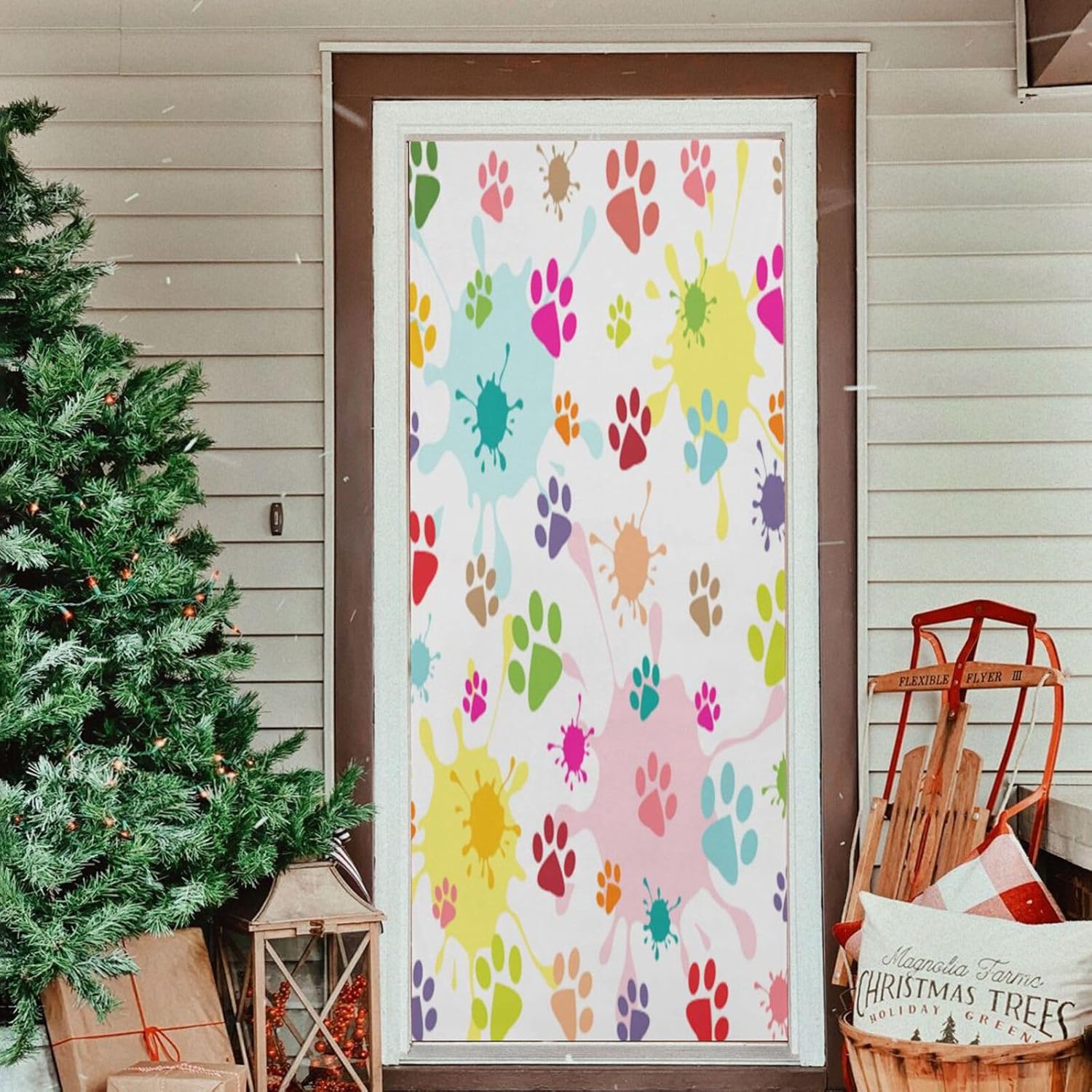 Susiyo Paw Prints Blots Halloween Door Cover 32x79 in