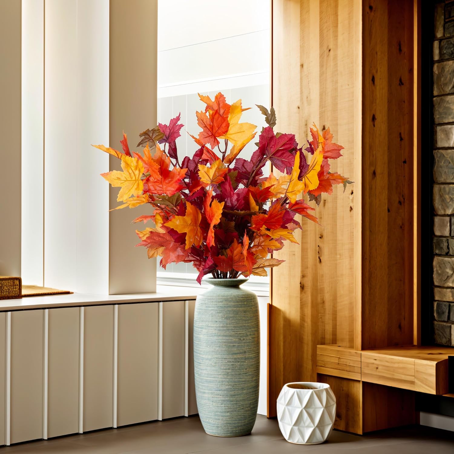 6 Pcs Artificial Maple Leaves Stems for Fall Decor