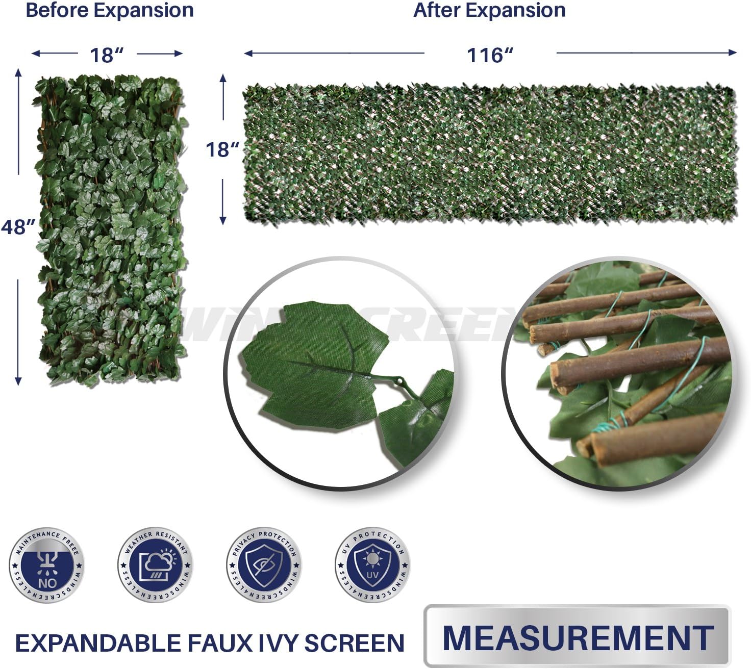 Artificial Ivy Leaf Privacy Fence Screen for Outdoor Indoor Use