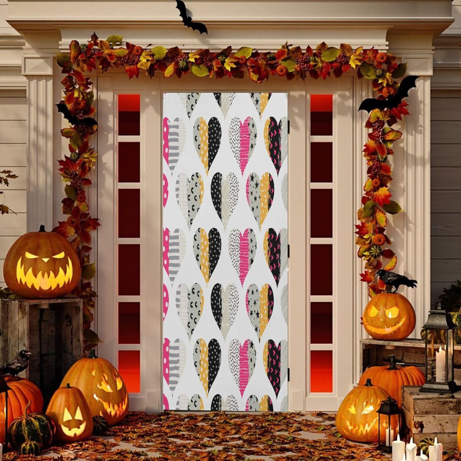 Susiyo Multicolored Hearts Halloween Door Cover