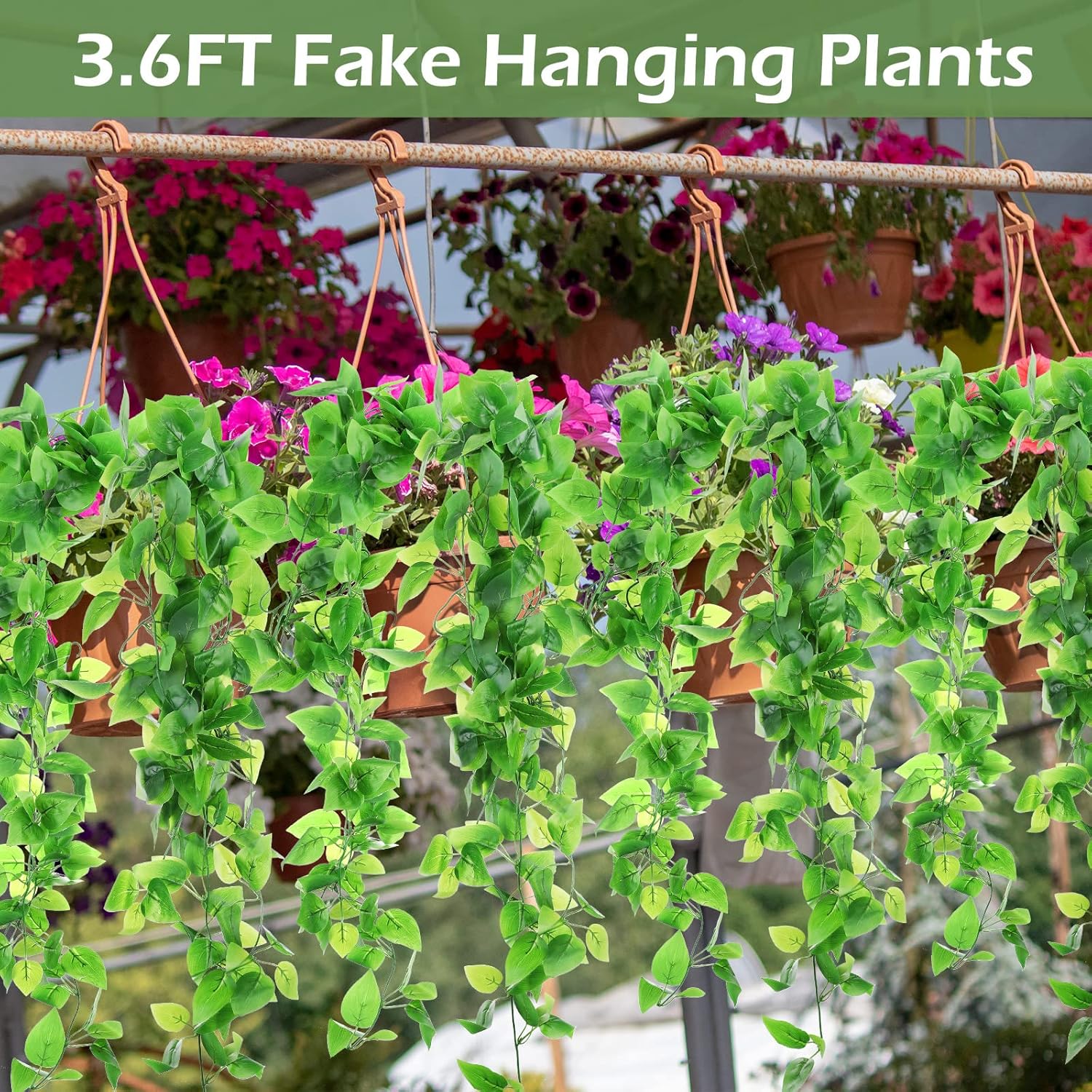 Hoteam 18 Pcs Artificial Hanging Plants Fake Ivy Vines No Basket