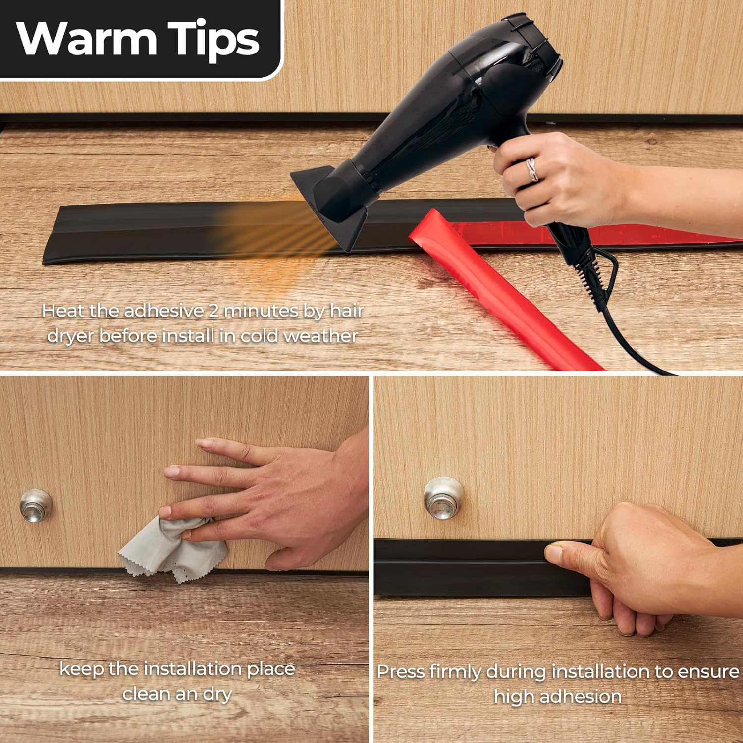 Ohuhu Door Draft Stopper Weather Strip 39 L x2 W Black