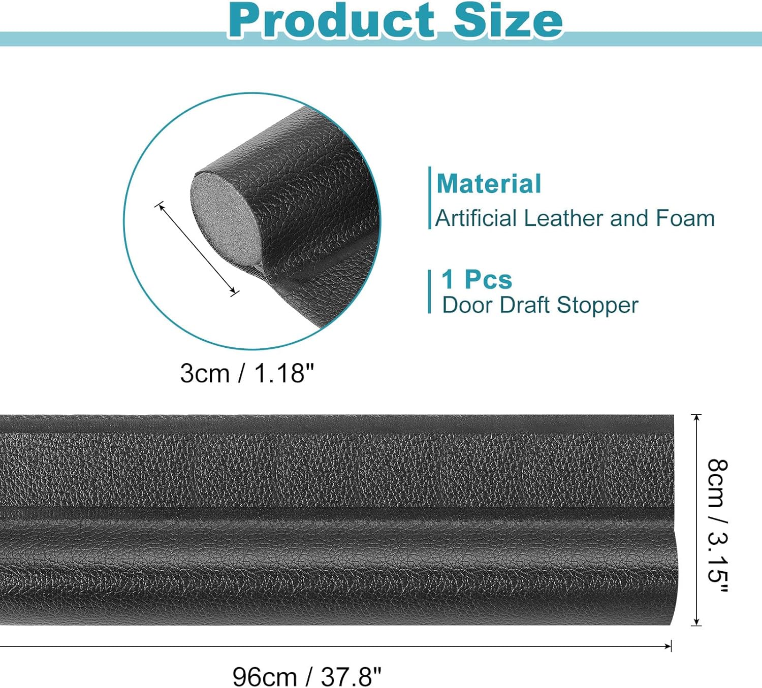 Uxcell 37 Inch Door Draft Stopper Black