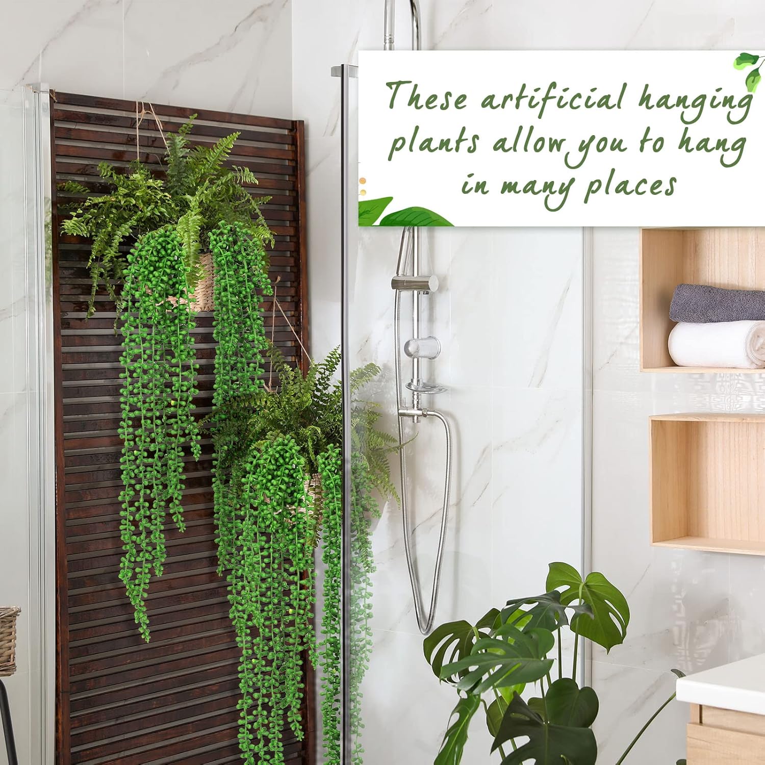 8 Pcs Artificial Succulents Hanging Plants 24 Inch Decor Set