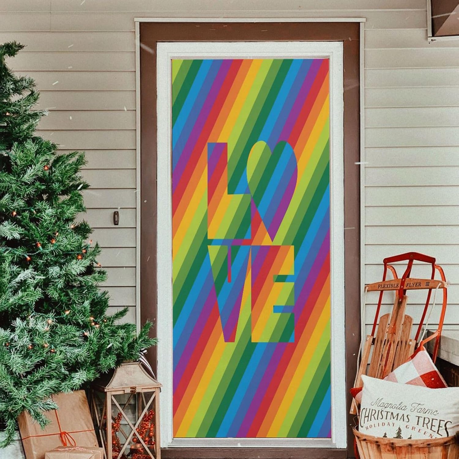 Susiyo Rainbow Love Halloween Door Cover 32x79 in 1