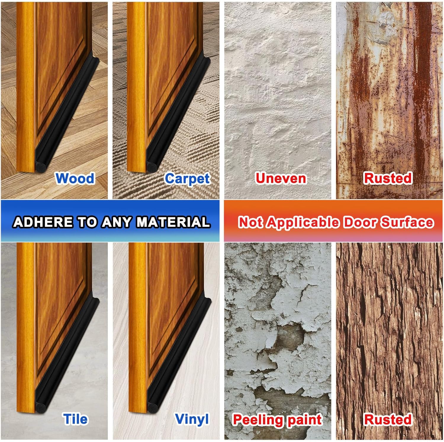MAXTID Door Draft Stoppers 36 Inch Black Seal Strip