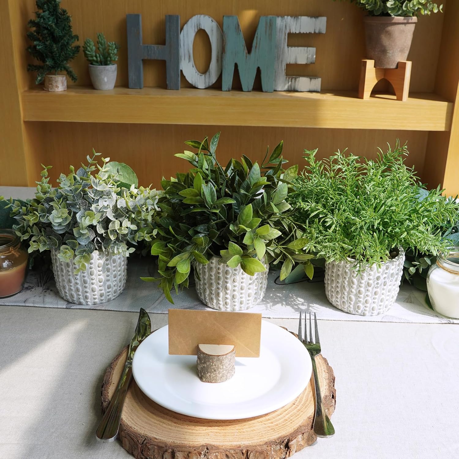 Winlyn 3 Pcs Artificial Potted Plants Set