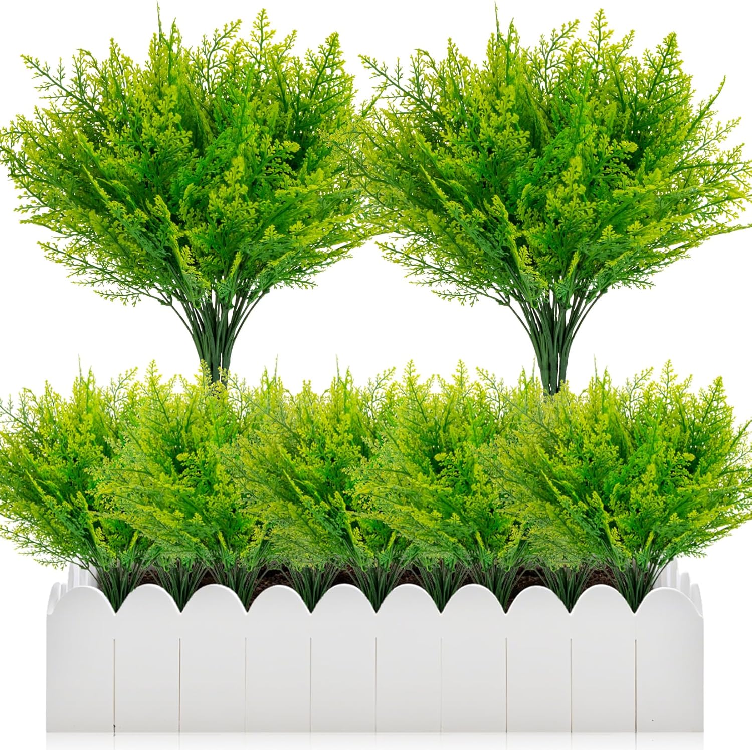 6PCS Outdoor Faux Plants - Artificial Ferns Decorations
