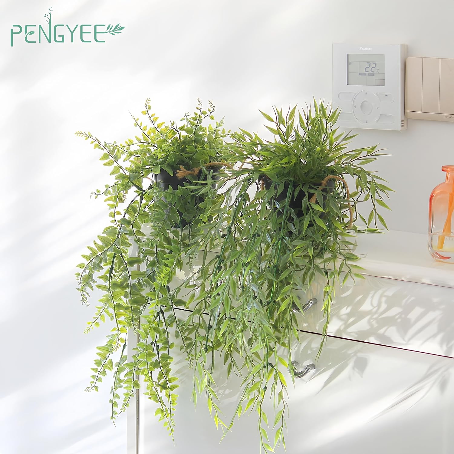 3 Packs Fake Hanging Plants with Pots and Twines for Wall Decor