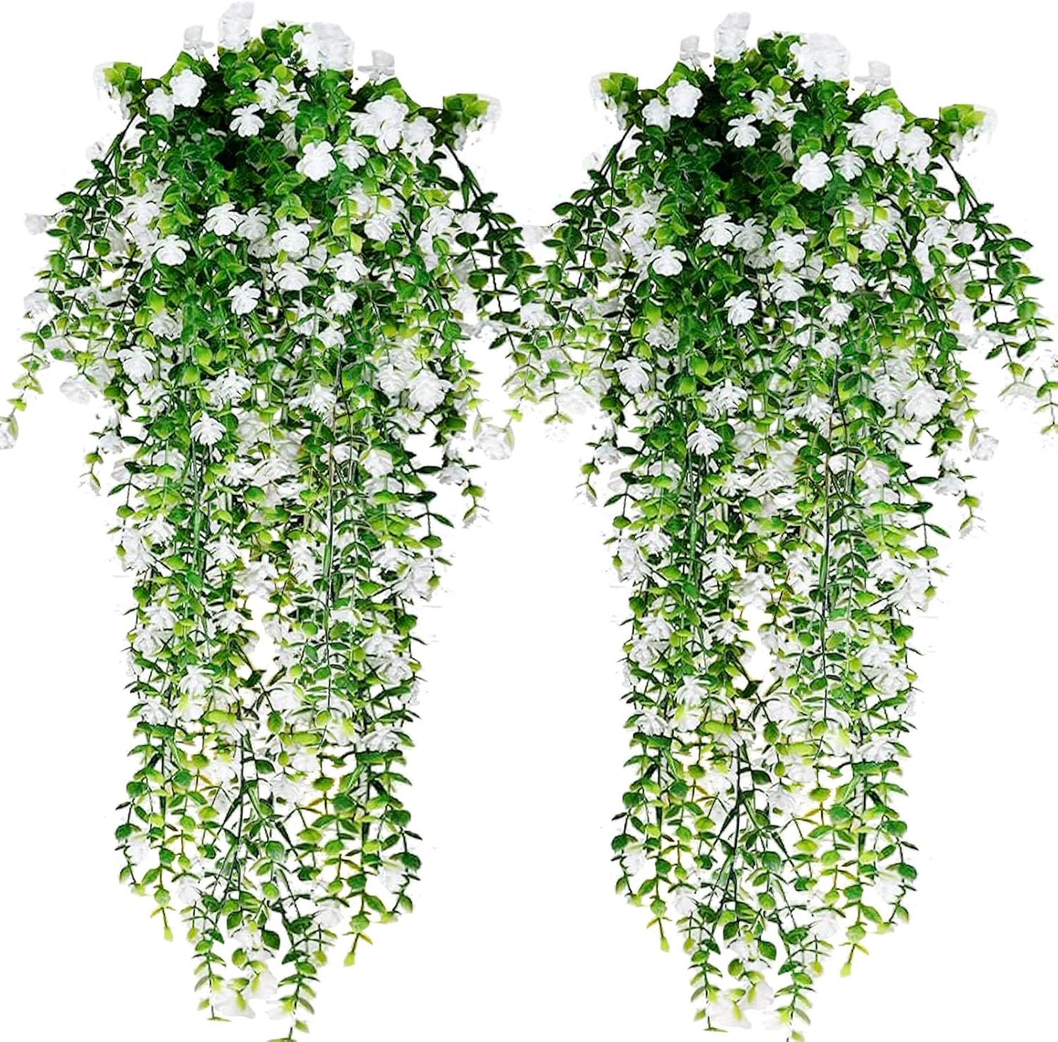 Toprooms 4 Pack Artificial Hanging Plants White Faux Ferns Ivy Vines for Home Office Decor