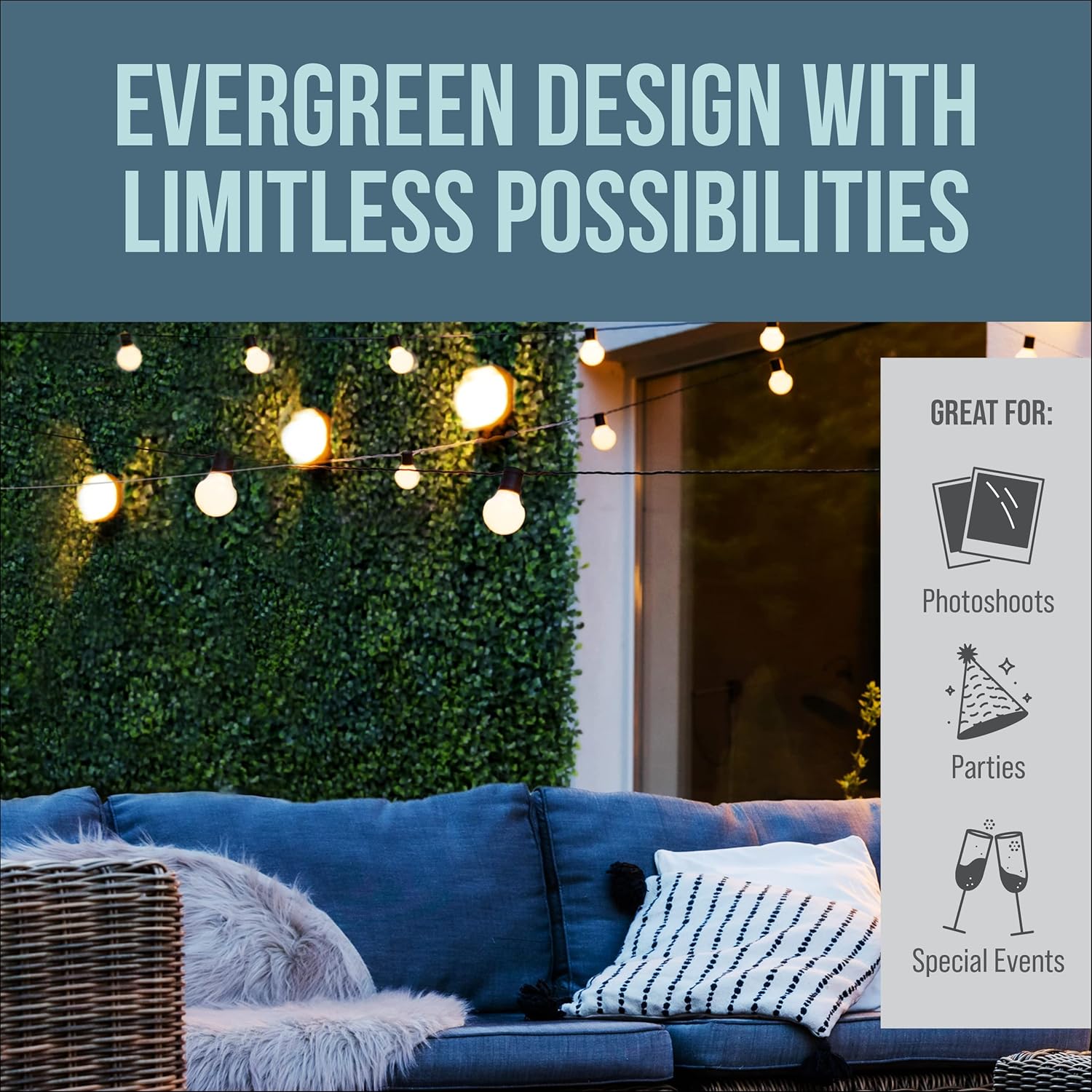 Creative Space Artificial Grass Wall Panels 12 PCS Wedding Backdrop Boxwood Privacy Screen